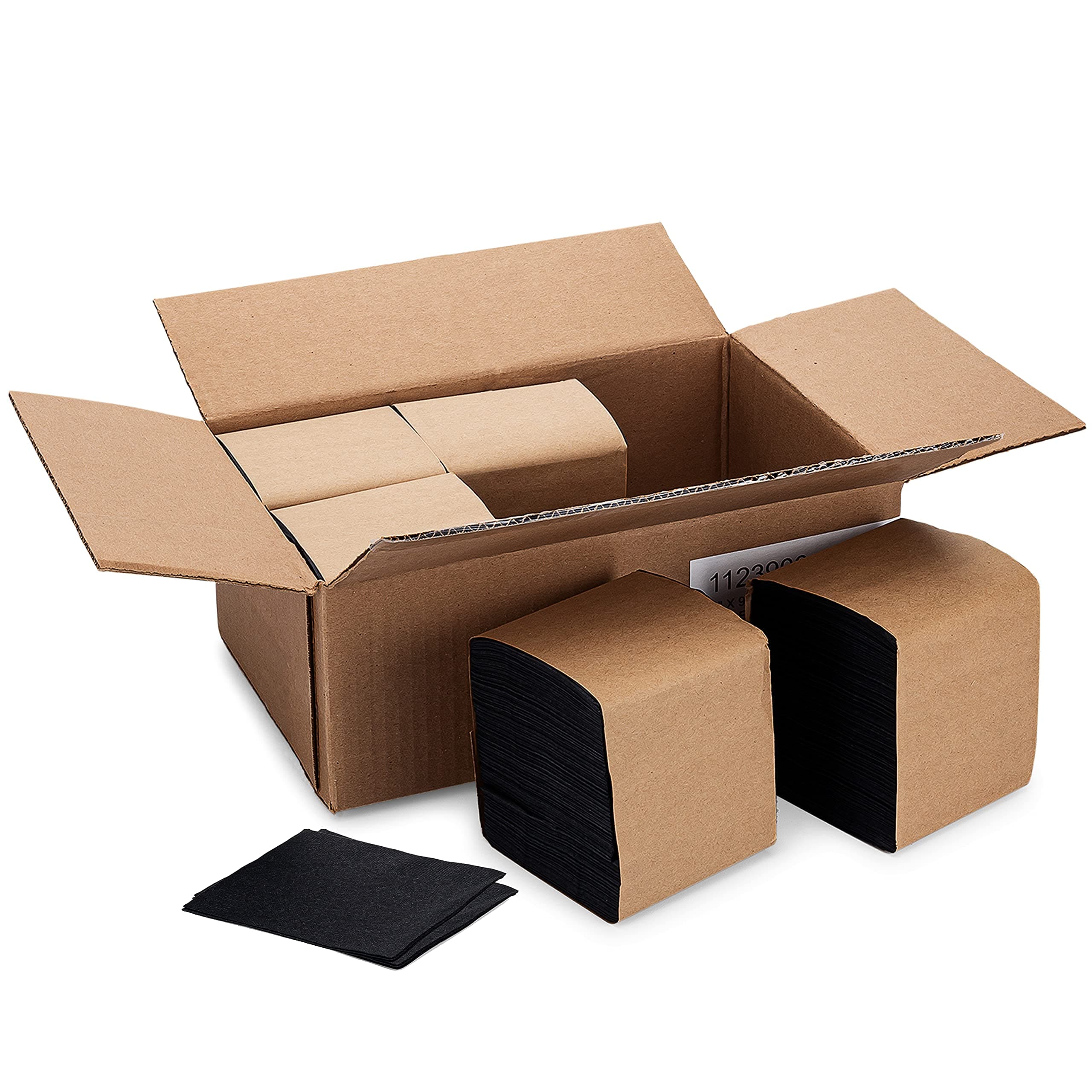 P Paterson Paper Black Paper Beverage/Cocktail Napkins Premium Bulk (2 Ply, Embossed Edge, 9" x 9" - 1000/Case)