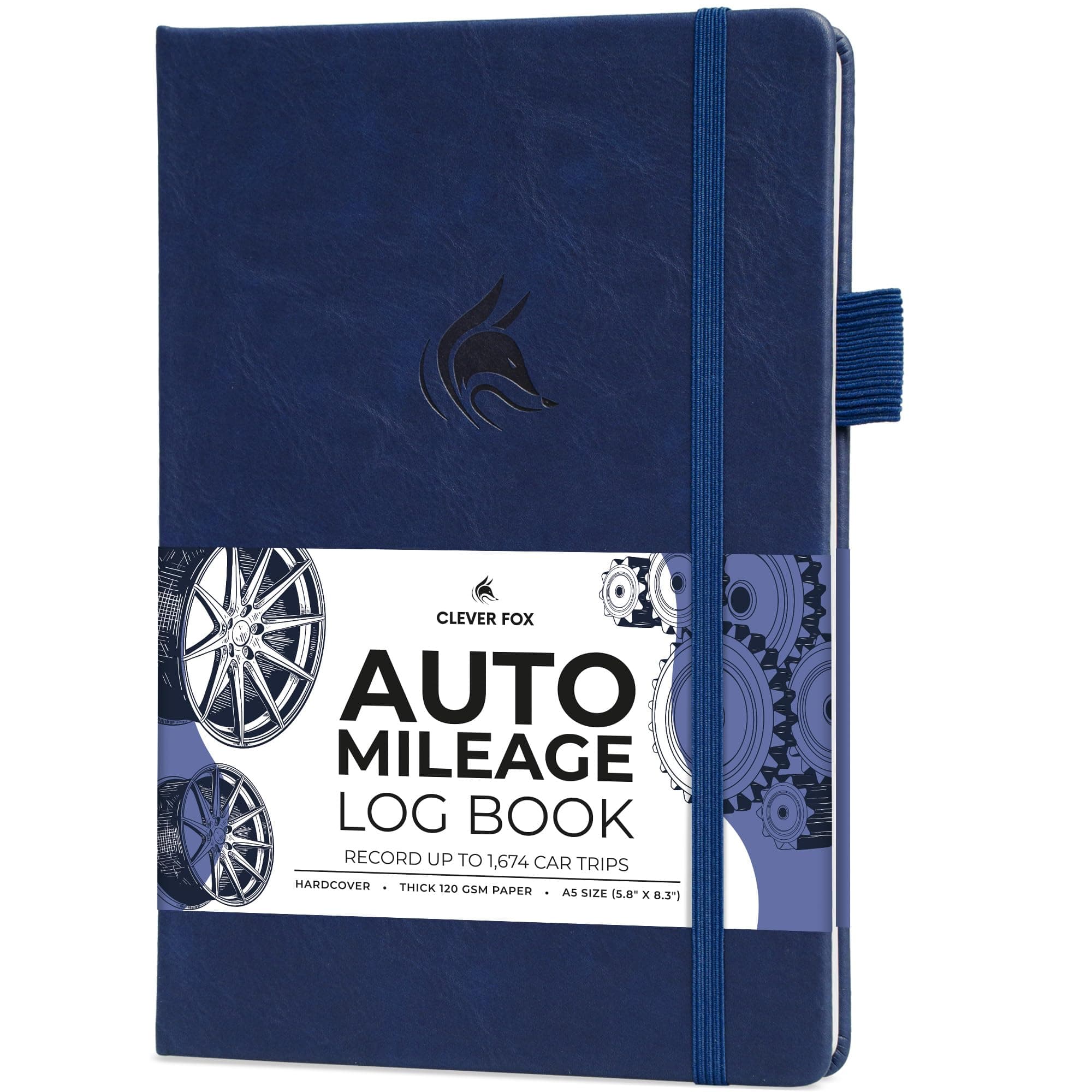 Clever Fox Auto Mileage Log Book – Vehicle Logbook with Mileage, Expense, Gas Consumption & Lubrication Trackers – Driving Logger for Car Records – A5 Size, 1,674 Mileage Entries (Dark Blue)