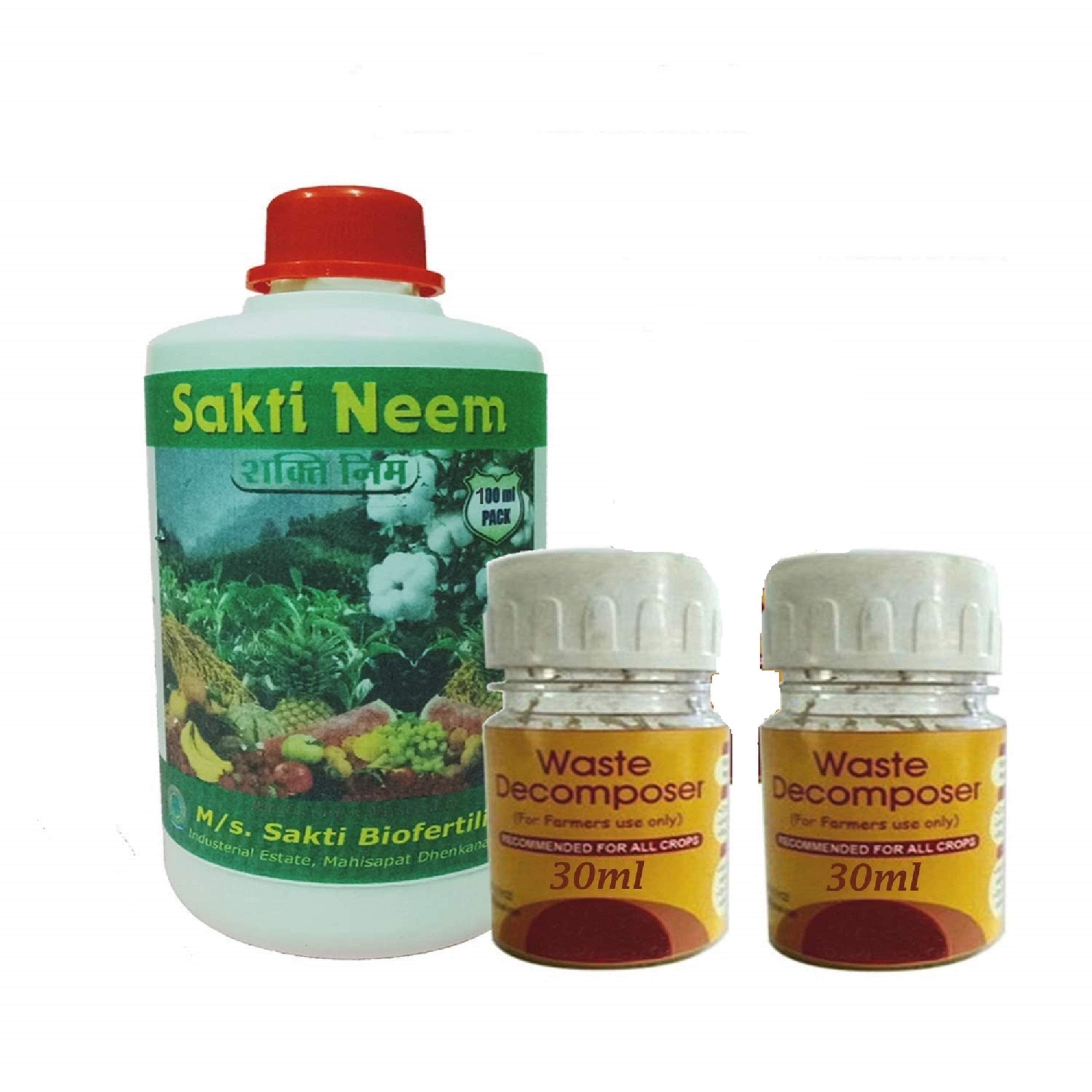 Nature Friend Organic Waste Decomposer Made by Using Scientific Technology with 100 ml Organic Cold Press Neem Seed Oil of 1500 PPM Combo Pack of 2 Bottles (30 ml each, Min Azadirachtin)