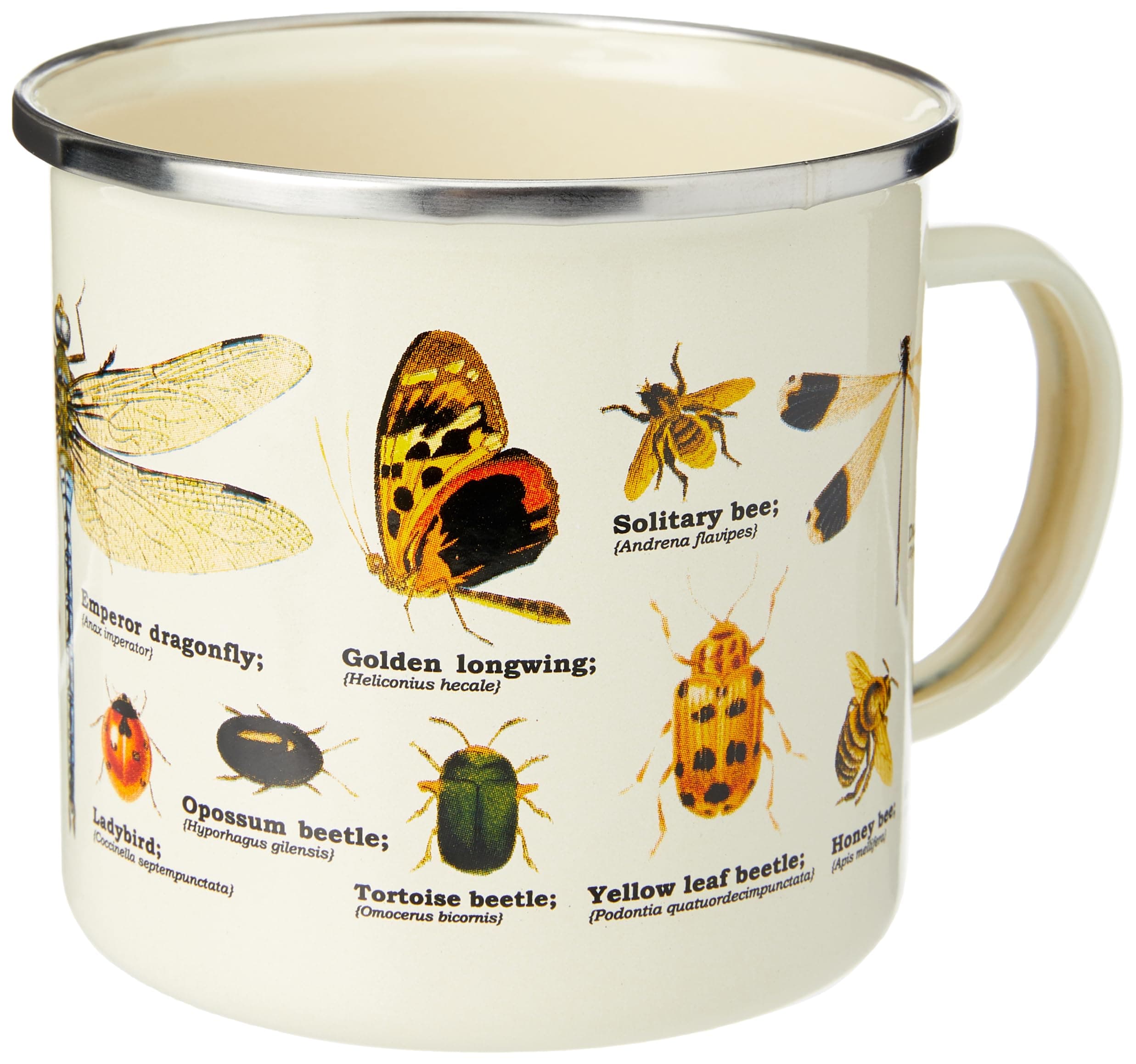Insect Enamel Mug, Outdoor Camping Mug, 500 ml Metal Coffee Cup, Insect Design