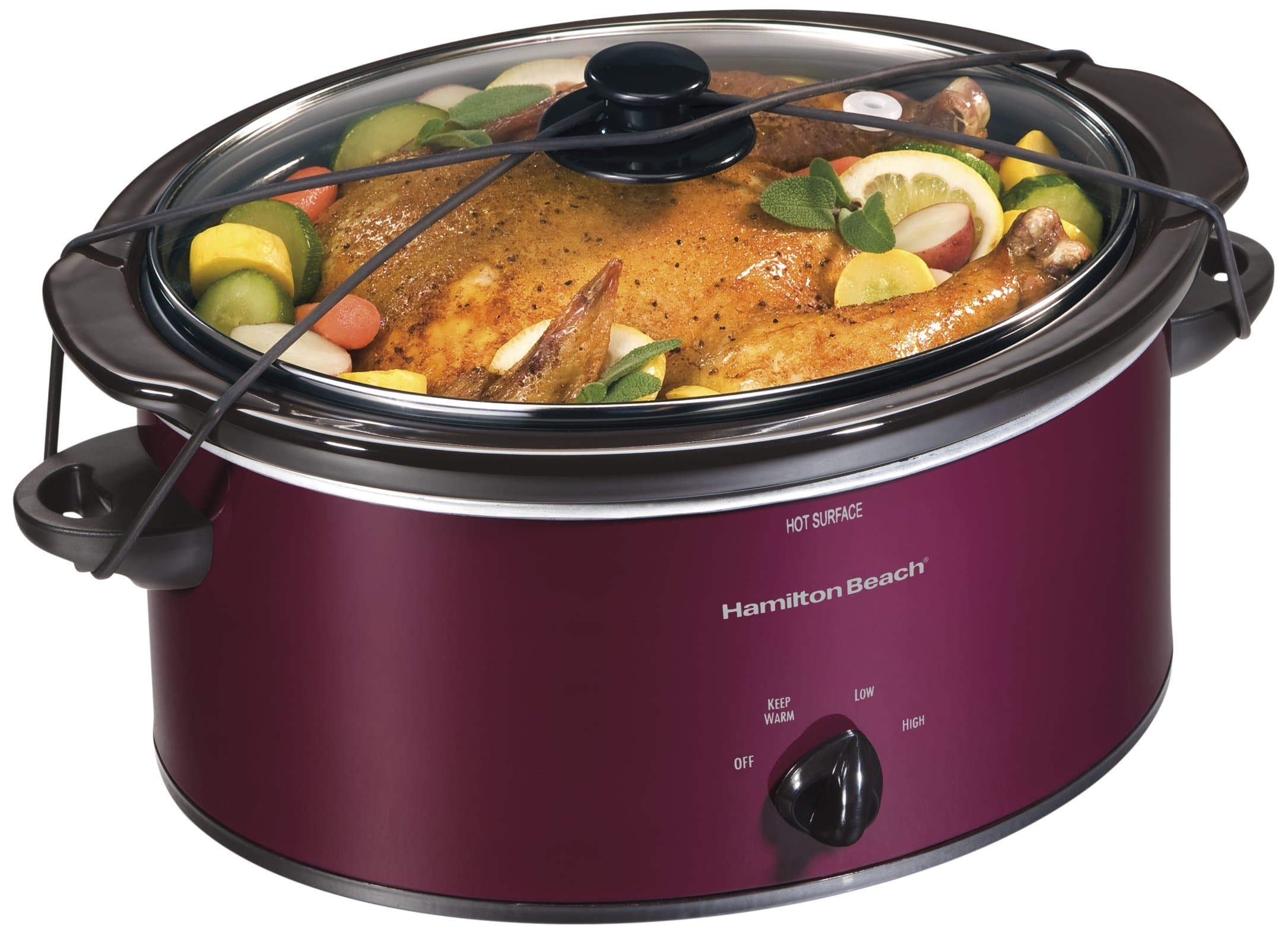 Hamilton Beach 33355 Portable Slow Cooker, 5 quart, Red