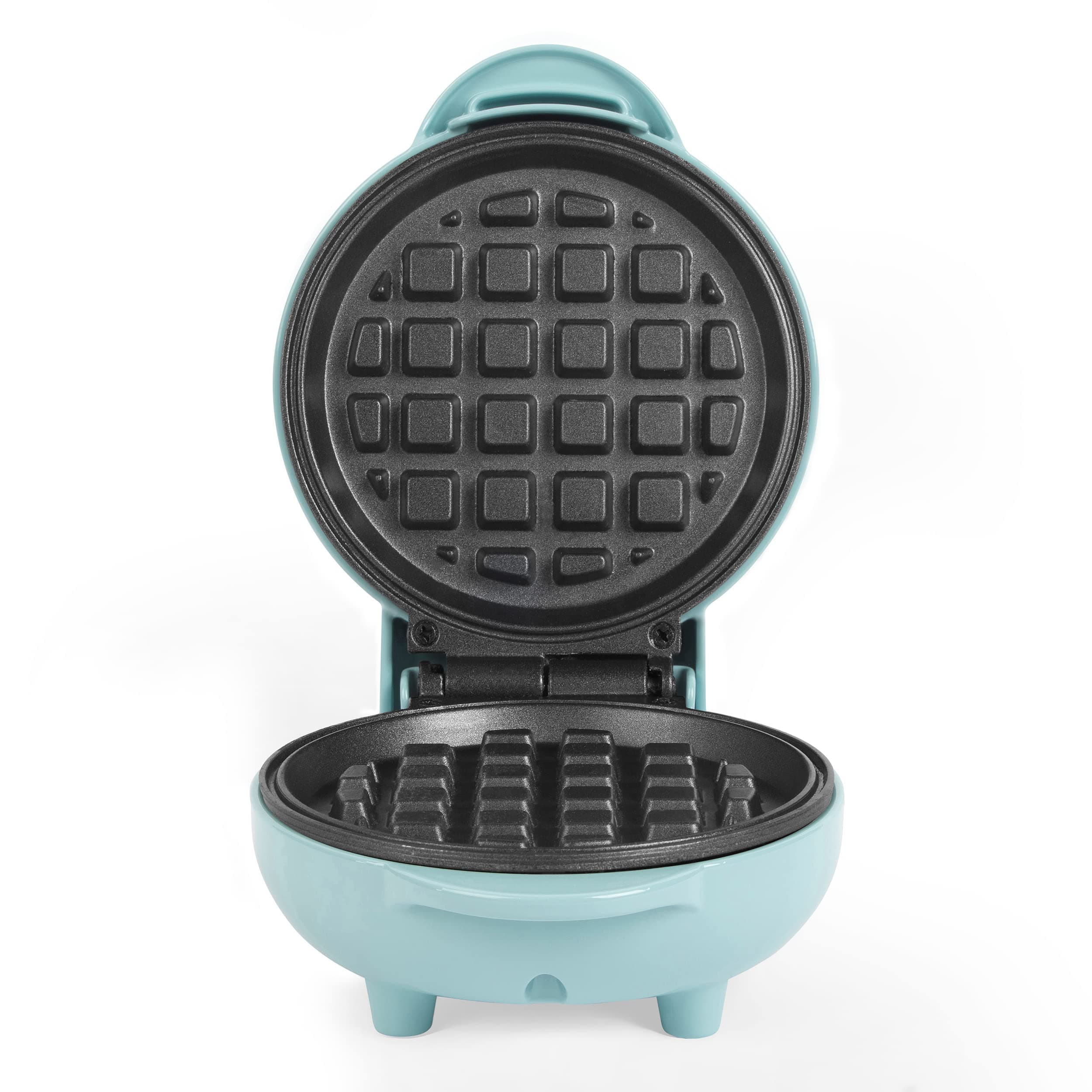 Giles & Posner EK4214GSBL Mini Waffle Maker – Non-Stick Waffle Iron Machine, For Belgian & American Style Waffles, Sweet/Savoury Snacks Desserts, Compact, 11.5 cm Round Cooking Plate, Pastel Blue