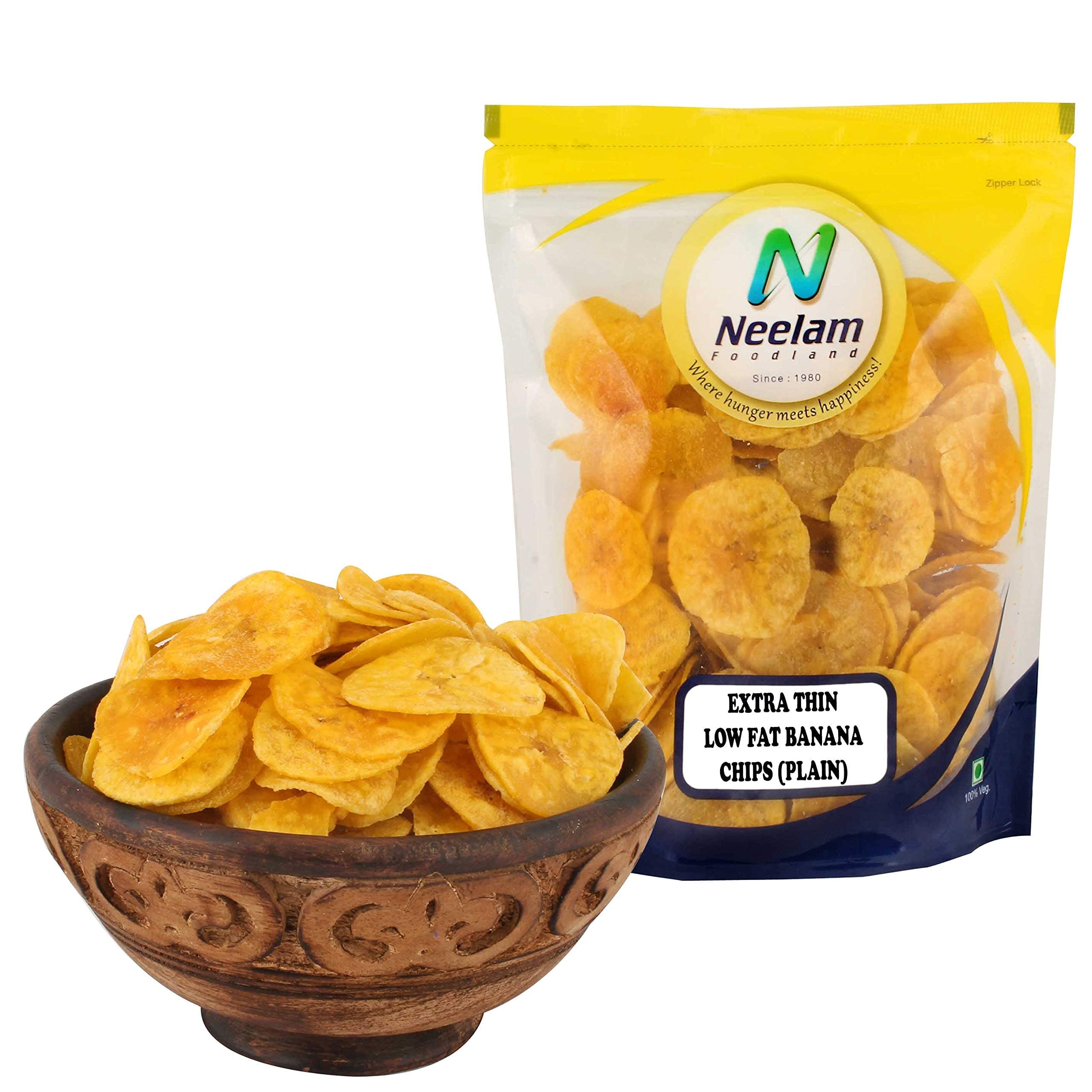 Neelam Foodland Extra Thin Banana Chips Plain, 400g