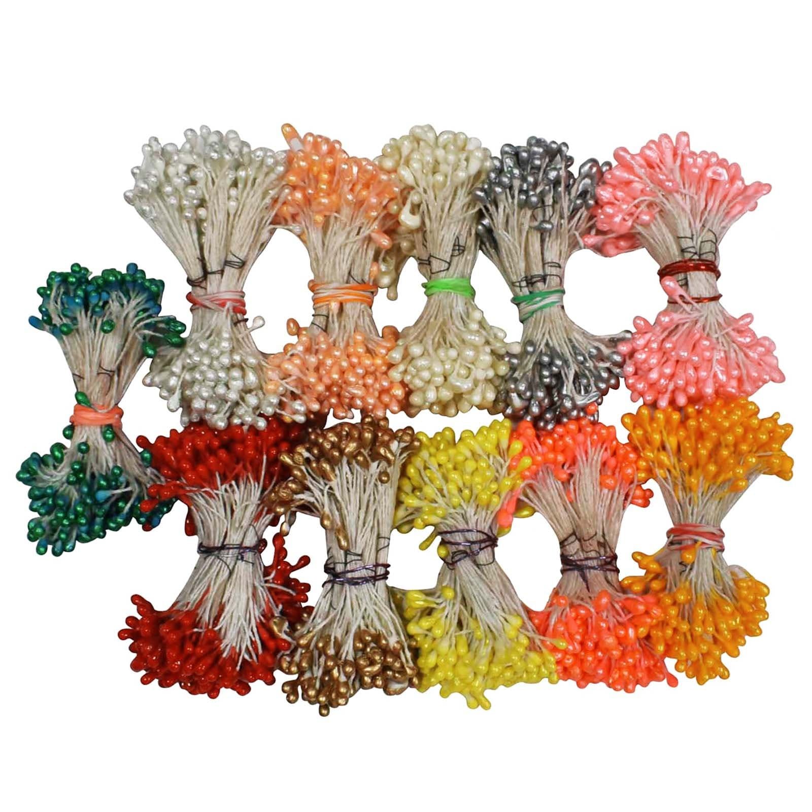 Asian Hobby Crafts Pearl Shining Artificial Stamens Pollens for Flower Making, Kids School Projects, Multiple Colors Plastic Pollens for DIY Flowers & Crafts|Pack of 500 Pieces|10 Colors