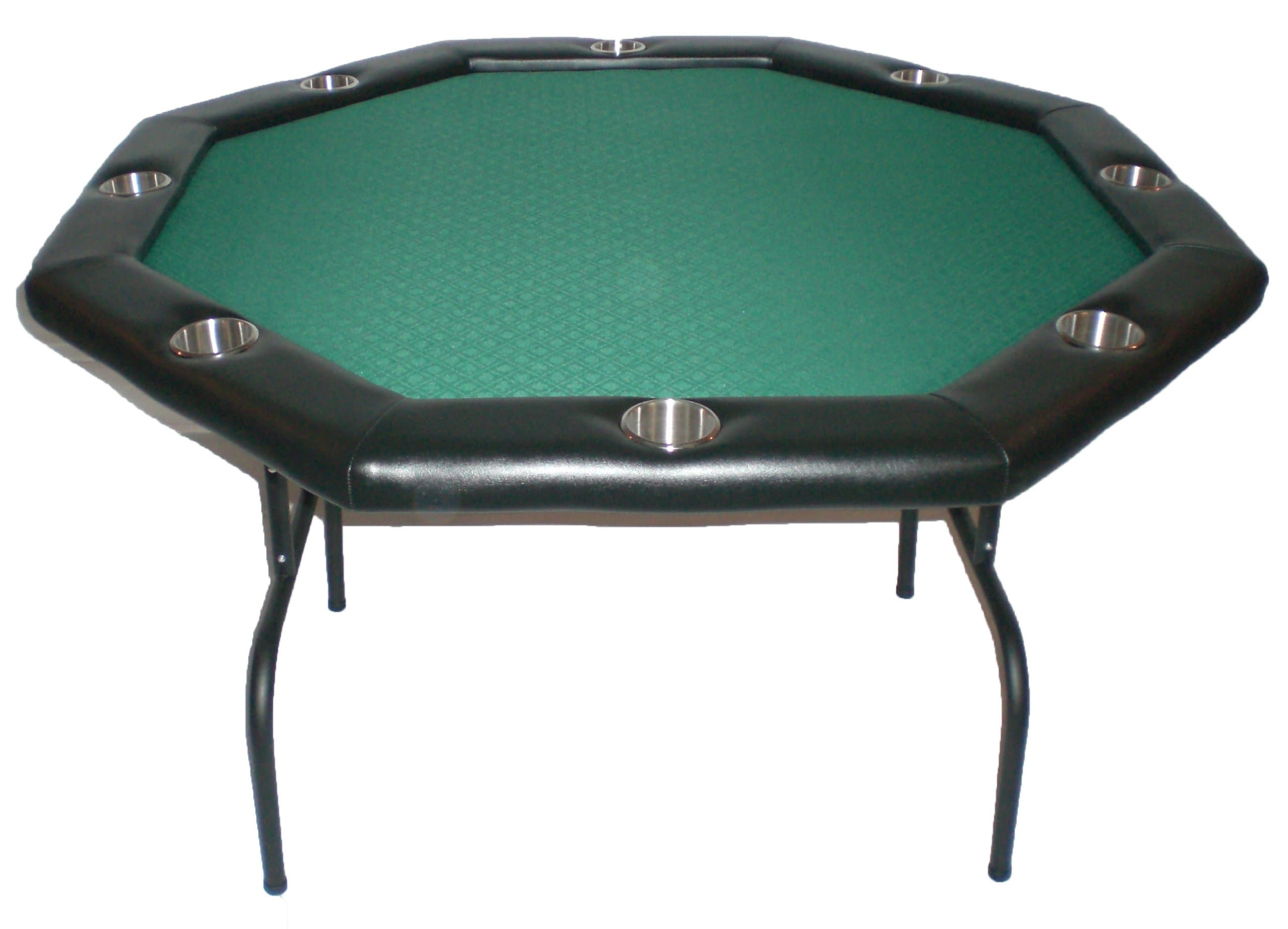 Texas Holdem Poker Table w/ Stainless Cup Holders, Suited Speed Cloth, with Folding Table Legs 48"x48"x30"high - Forest Green