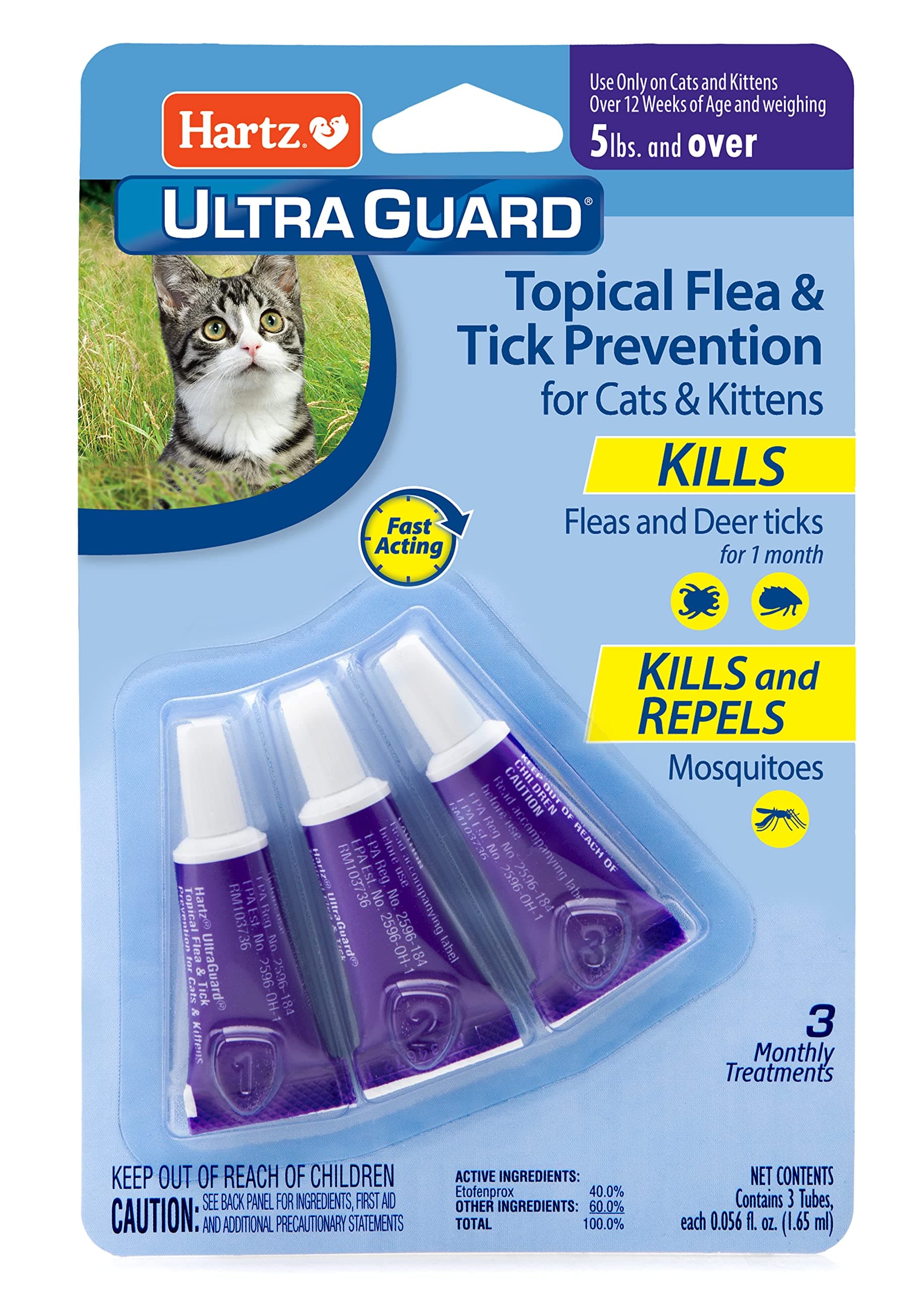 UltraGuard Topical Flea & Tick Prevention for Cats and Kittens - 3 Monthly Treatments