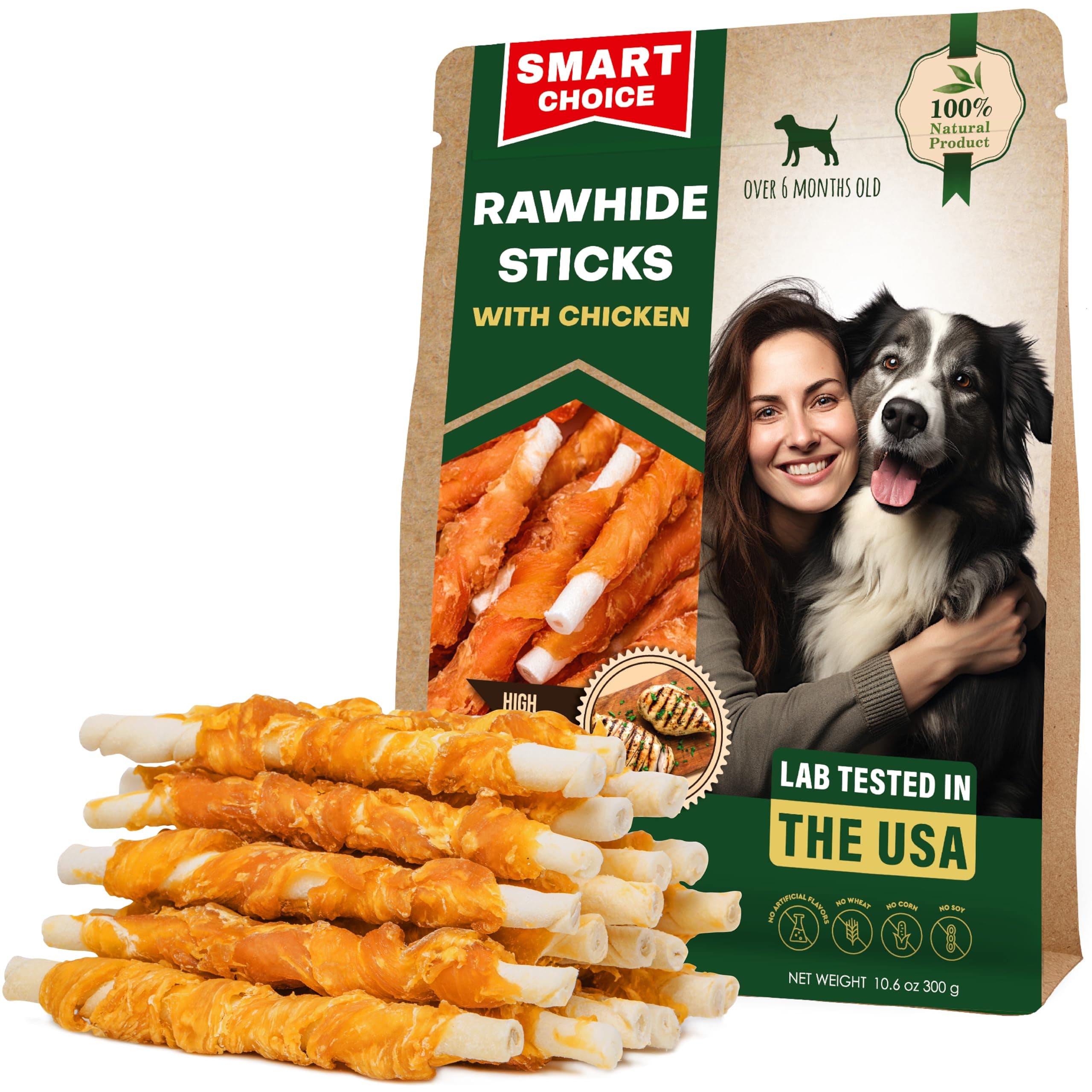 Beloved Pets Dog Treats & Long Lasting Rawhide Chews Wrapped Chicken 10.6 Oz – Pet Bones Sticks for Large, Medium & Small Breeds – Aggressive Chewers Snacks – Puppy Toys Treats