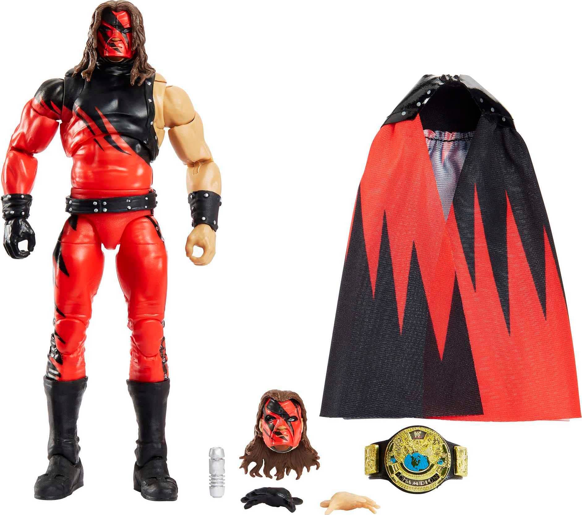 Mattel WWE Ultimate Edition Kane Action Figure, 6-inch Collectible with Interchangeable Head, Swappable Hands & Entrance Cape for Ages 8 Years Old & Up