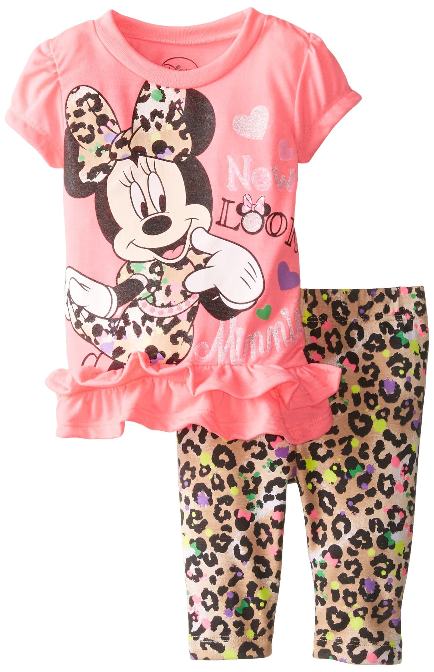 Disney Baby Girls' Minnie Mouse Flower Legging Set with Peplum Top