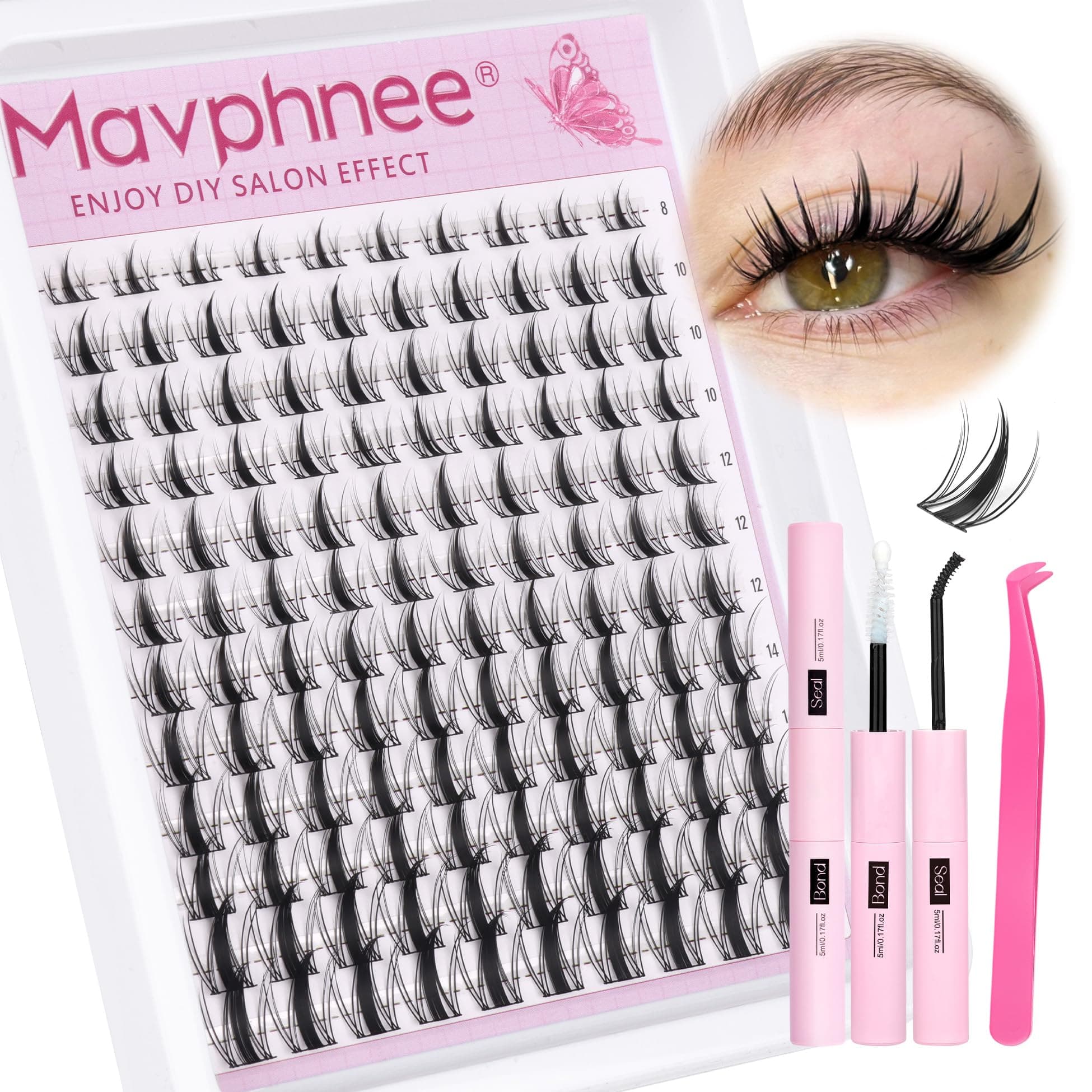 Manga Lash Clusters Kit Spiky Cluster Eyelash Extensions Anime Lashes Individuals Dramatic Diy At Home 8-16Mm With Bond And Seal Waterproof Tweezers