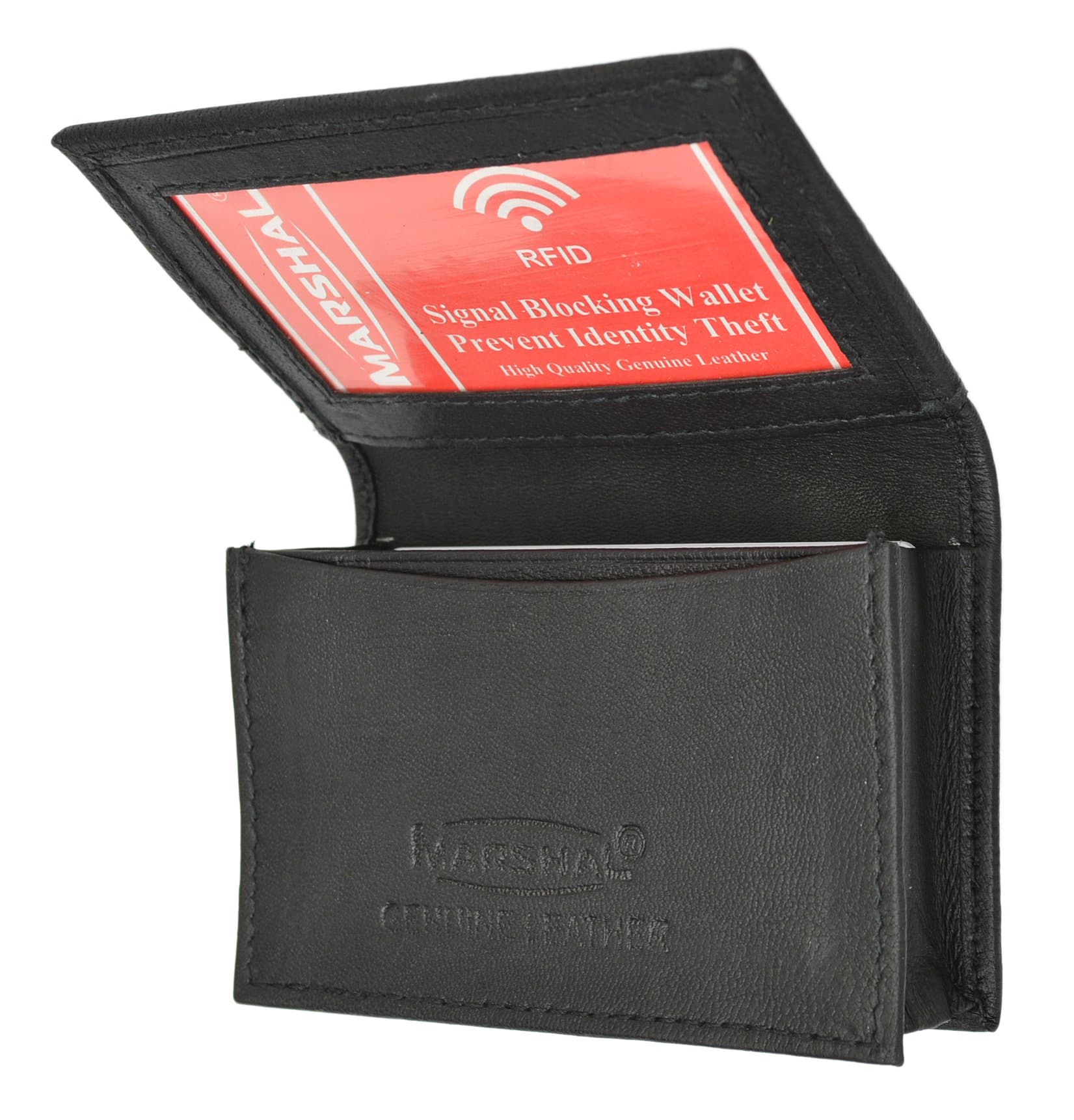 RFID Blocking Mens Leather Expandable Business Card Case Wallet
