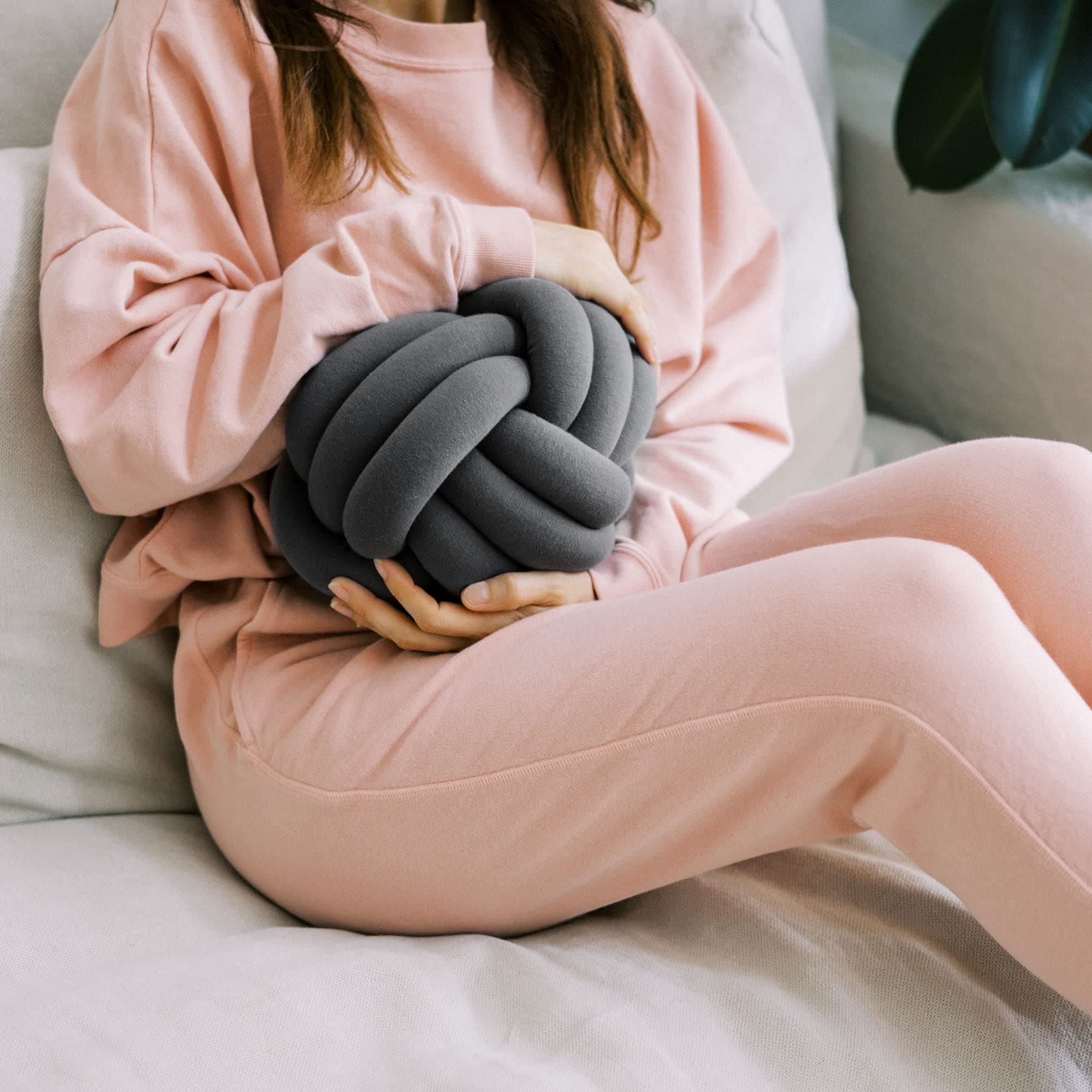 BearabyHand-Crafted Knot Pillow Ball - Relieve Stress with Oeko-TEX Certified Organic and Gently Weighted Material - Handcrafted from Natural Rubber Foam (Asteroid Grey, Medium)