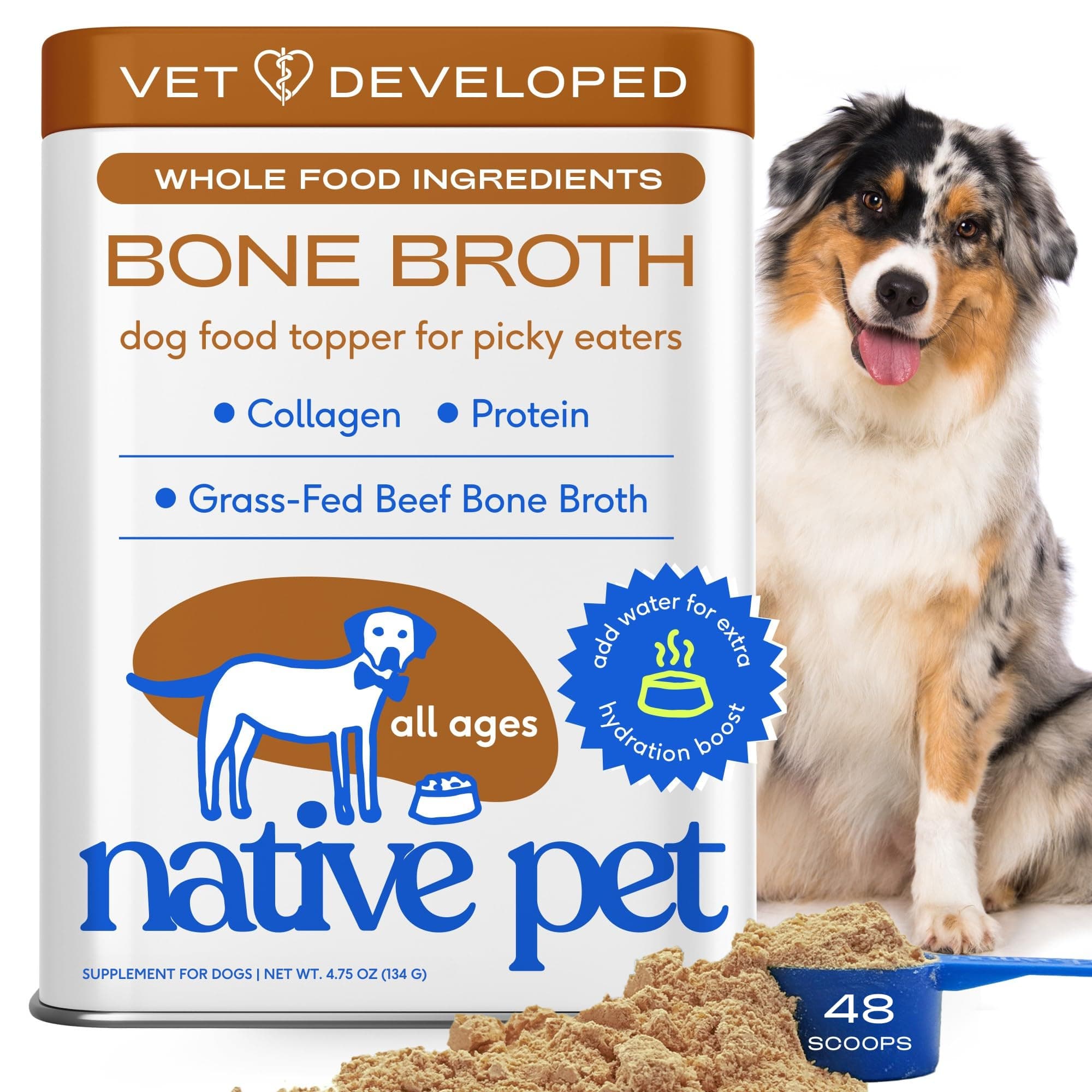 Bone Broth and Food Additive for Picky Eaters | Dog Topper for Dry Food (Beef 4.75 Oz)