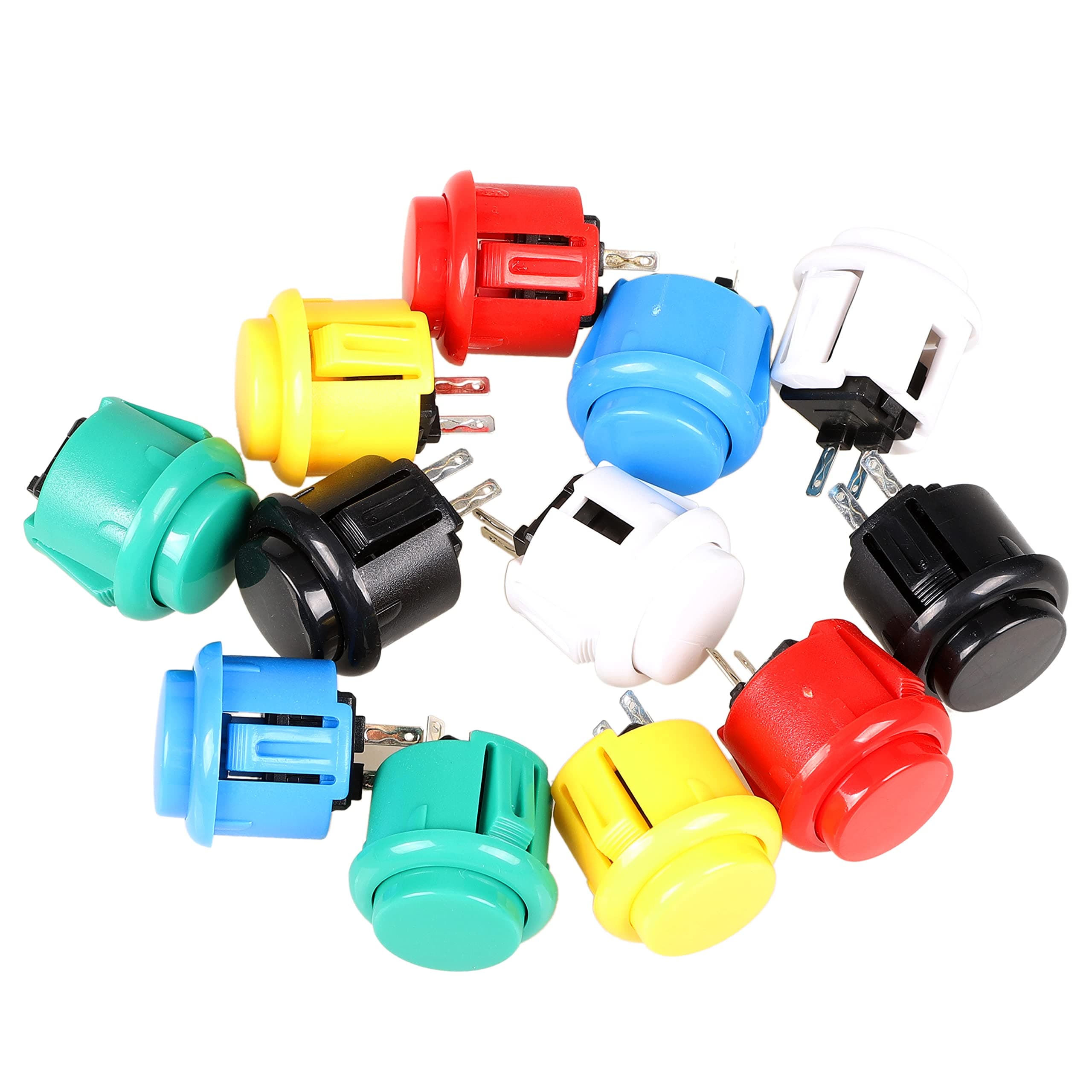 eg starts 12x 24mm oem arcade push buttons switch perfect replace for sanwa obsf-24 obsc-24 obsn-24 push button diy fighting stick pc joystick games parts ( each color of 2 pieces )- Multi color