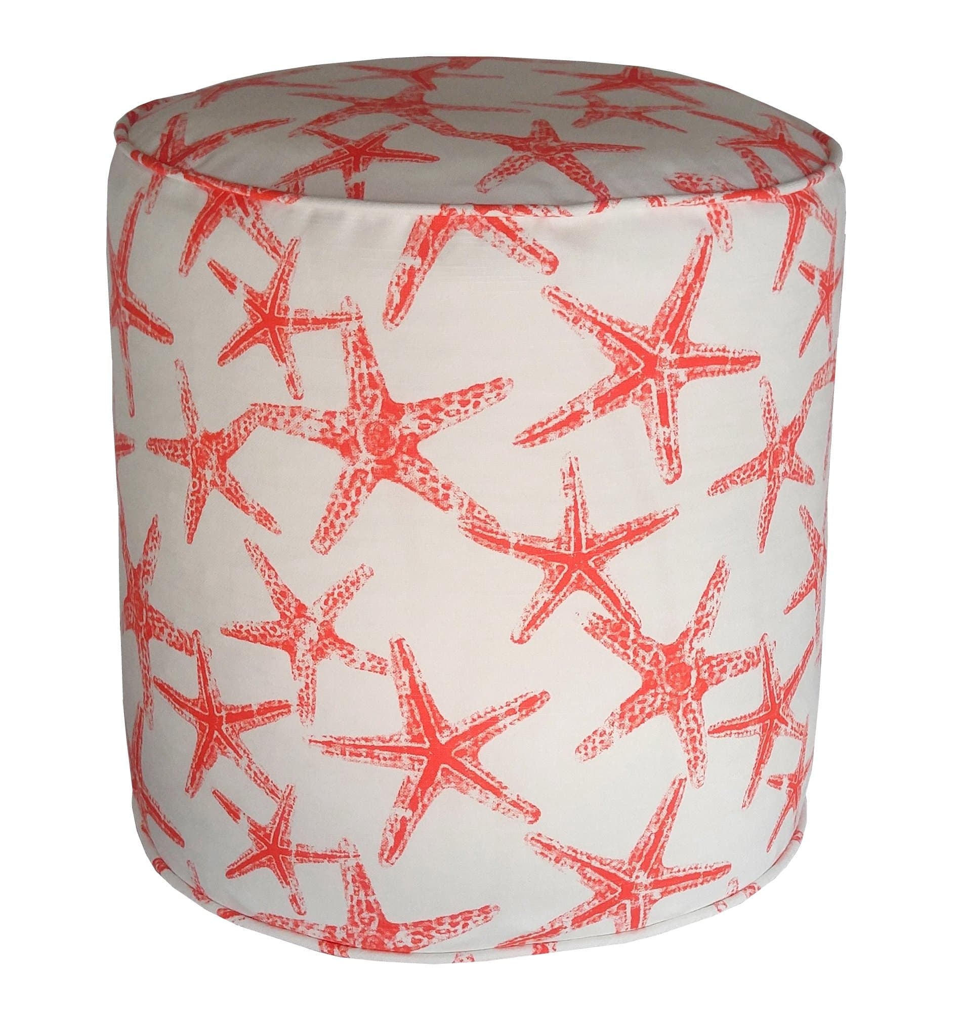 Metje Starfish Pouf-Ottoman, 17" Cylinder, Salmon