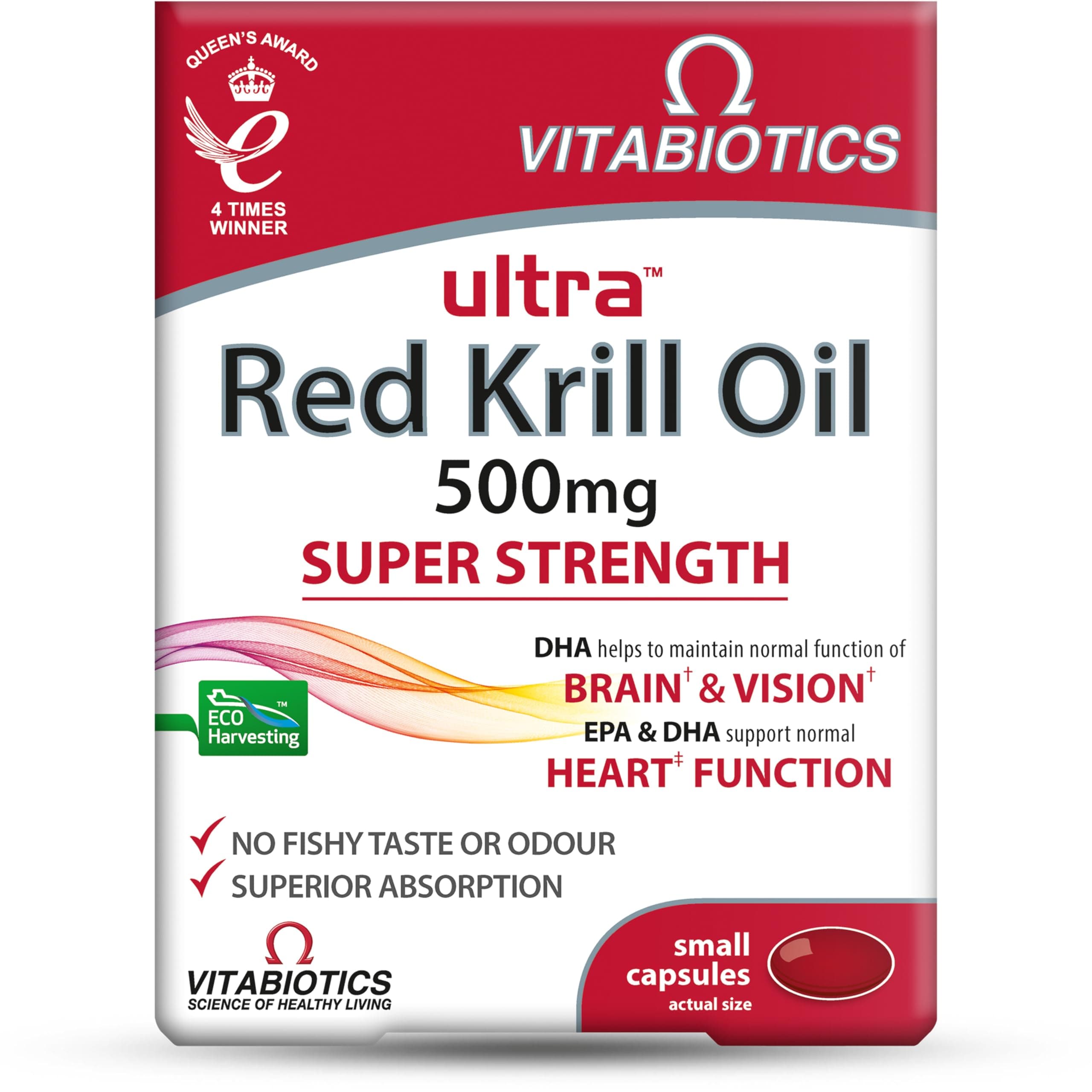 Red Krill Oil Nutritional Supplement Capsule with Omega 3-9 Fatty Acids DHA EPA Astaxanthin for Heart Brain and Eye Vision Support from Antarctic Marine Phospholipids