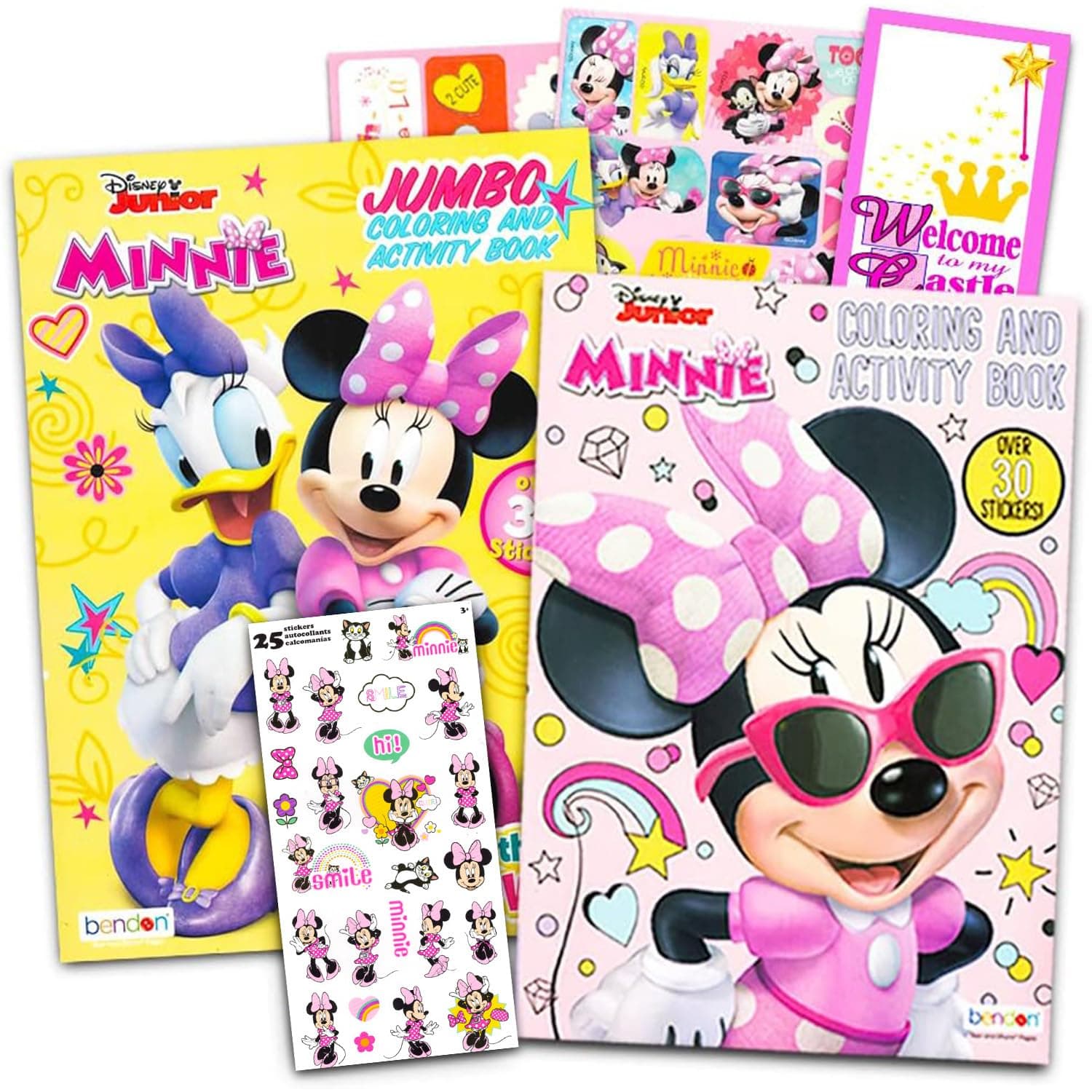 Disney Minnie Mouse Coloring Book Set with Stickers - 2 Deluxe Coloring Books and Minnie Stickers