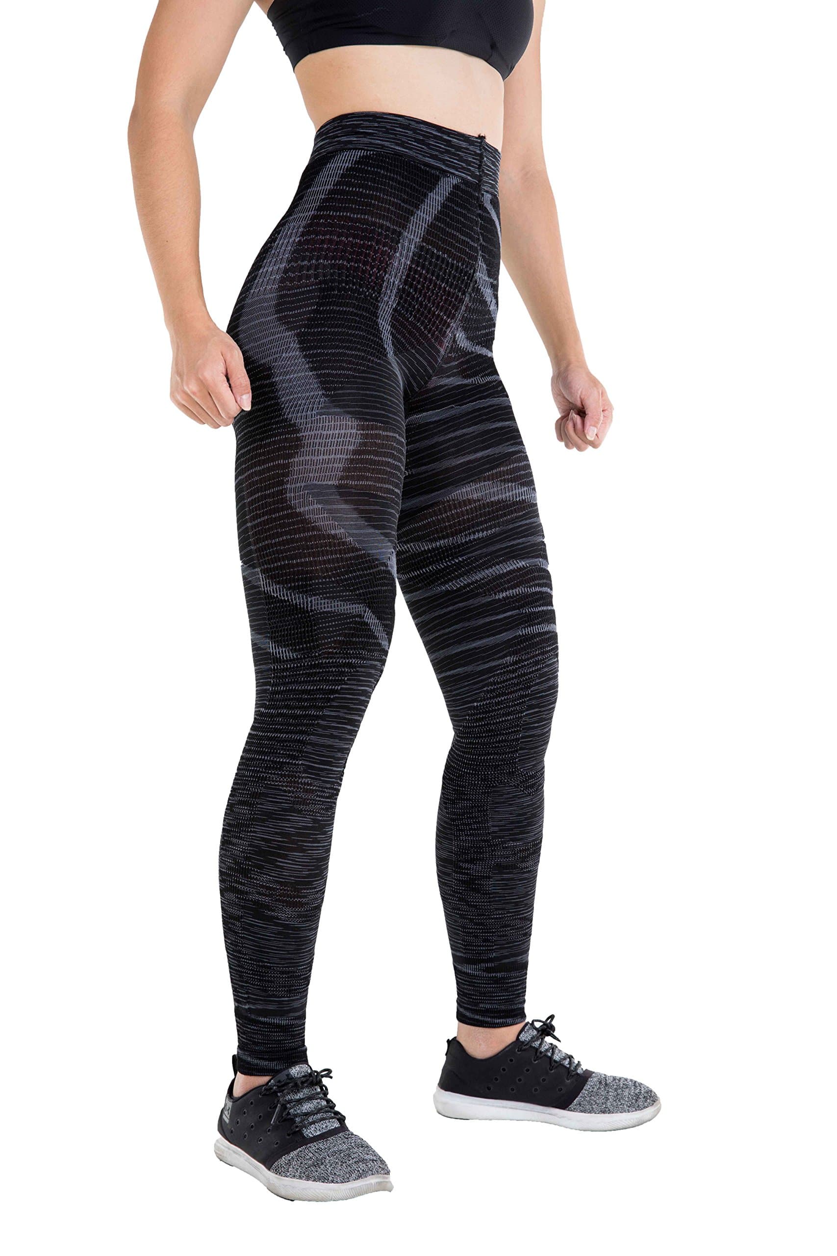 Recovery 20-30 mmHg UV Protection, Moisture Wicking Compression Tights for Running, Compression Socks for Women, Recovery Fast (Women-X-Large, Spaced Black)