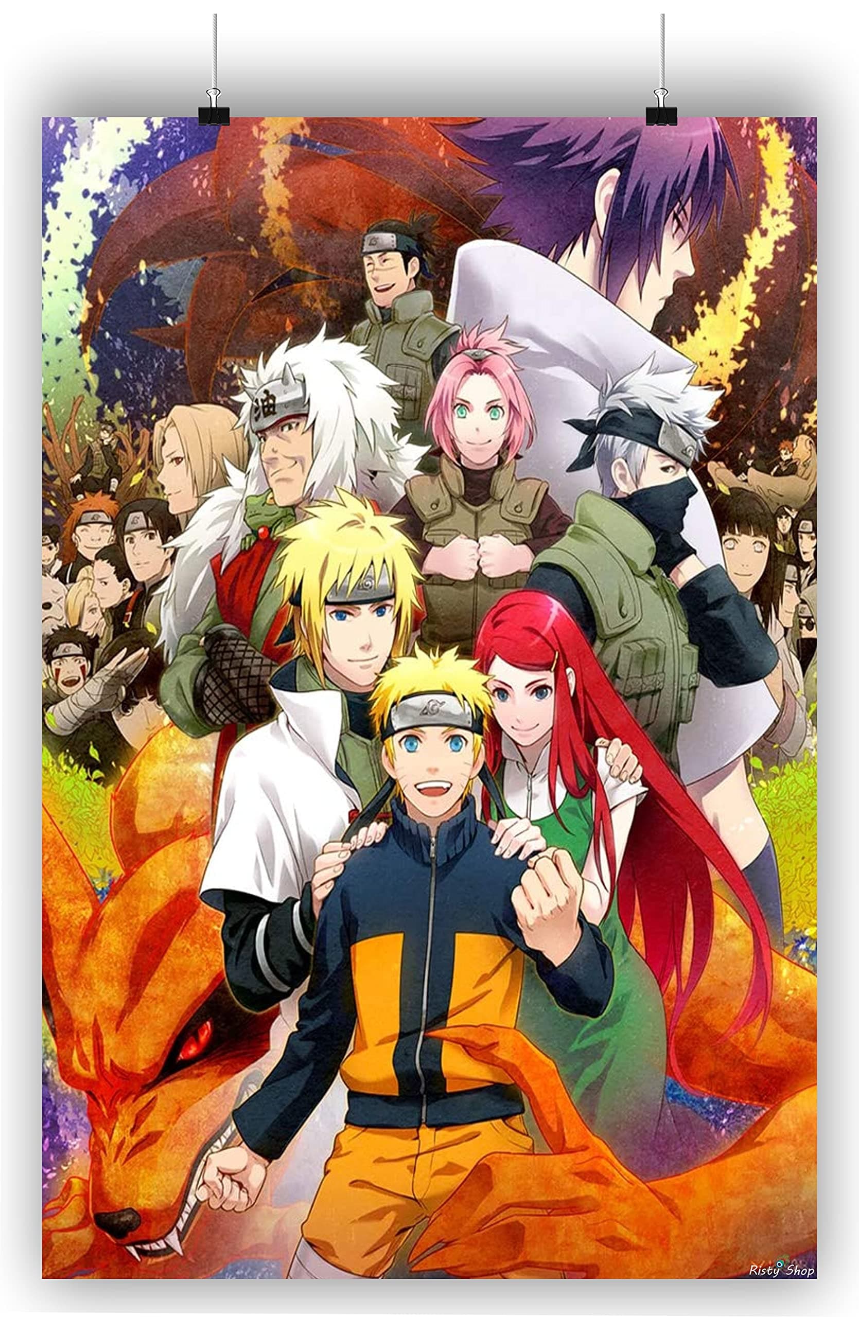 Risty Shop 301 GSM High Definition Naruto All Key Characters Superhero Jujutsu Manga Anime Wall Poster -(Matt Finish, Large size - 12x18 Inch, No Frame)multicolor