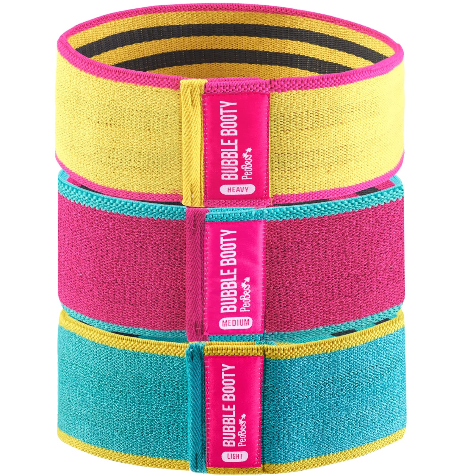 PeoBeo Get Sexy and Slimmer with Our Non Slippery Fabric Booty Bands with Full Training Video, Perfect for Glute and Legs Workout, Pilates, Yoga, Strength Training and Achieve Beach Body, 3 Pack