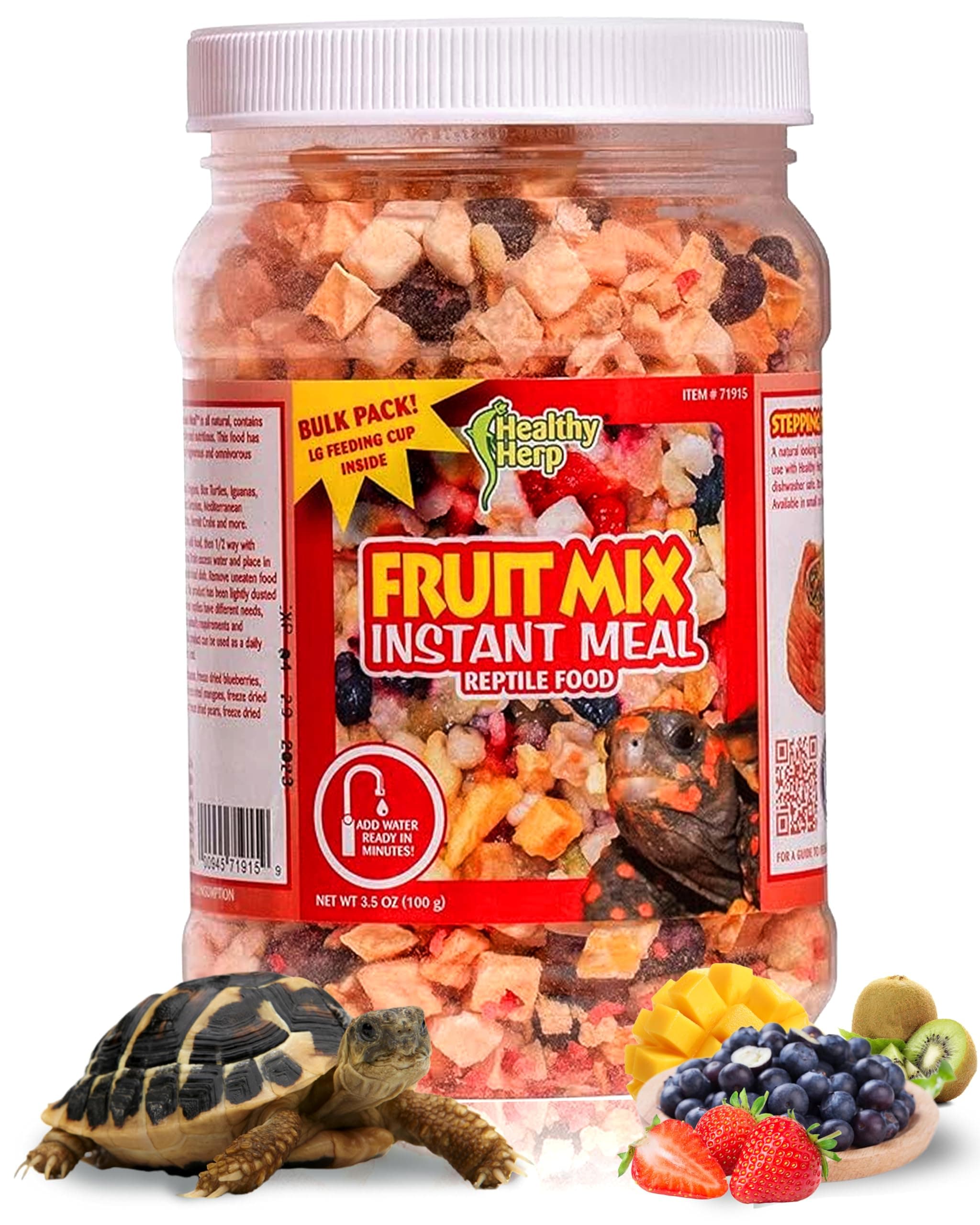 Fruit Mix Instant Meal Reptile Food - Bearded Dragon Accessories & Bearded Dragon Food - Nutritious Blend for Bearded Dragons, Box Turtles, Tortoises, Hermit Crabs - 3.5 oz (99g)