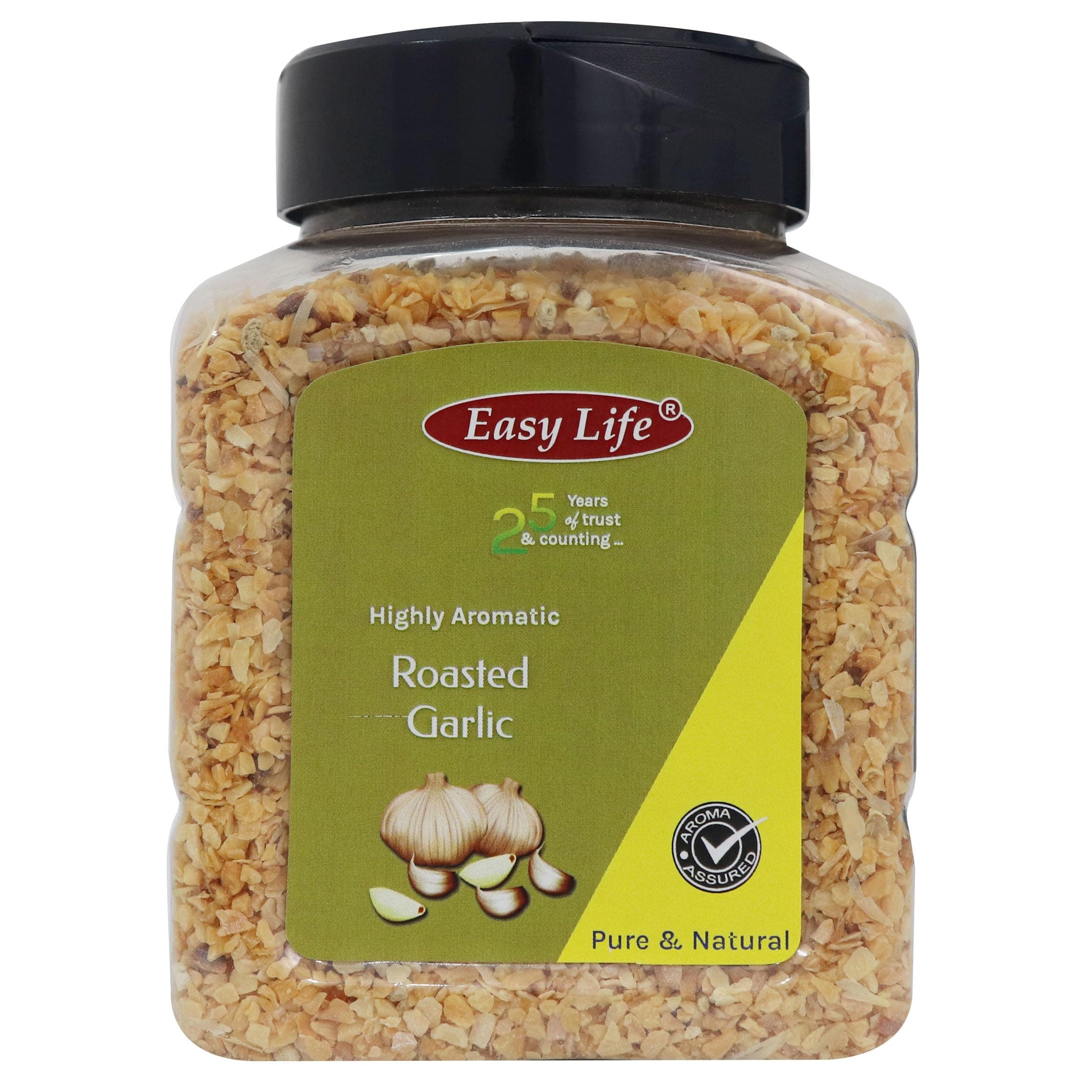 Easy Life Roasted Garlic 325g - Instant Dry Lehsun Granules, Natural Lasun Powder Flakes, Dehydrated Lahsun Seasoning for Bread, Pickles, Pizza, Pasta, Toppings, Biryanis, and Sabzis (Chef's Basket)