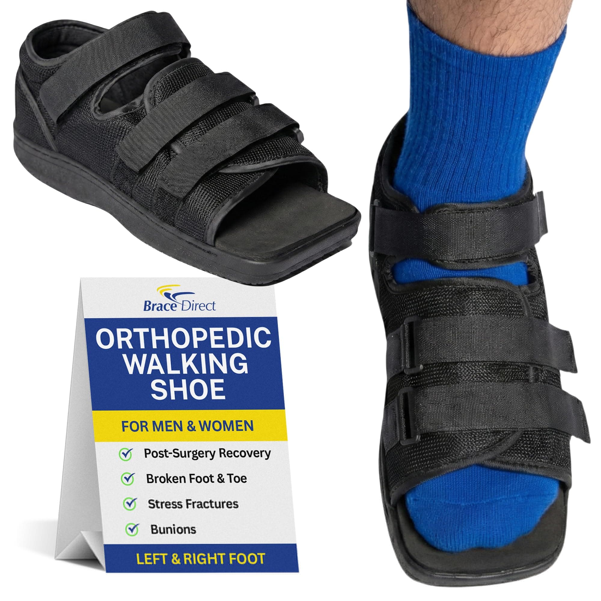 Brace Direct Post Op Shoe & Medical Foot Brace – Stress Fracture, Broken Toe & Bunion Support L3260 – Orthopedic Walking Immobilizer for Left or Right Foot (XL - MENS US SHOE: 13-15)