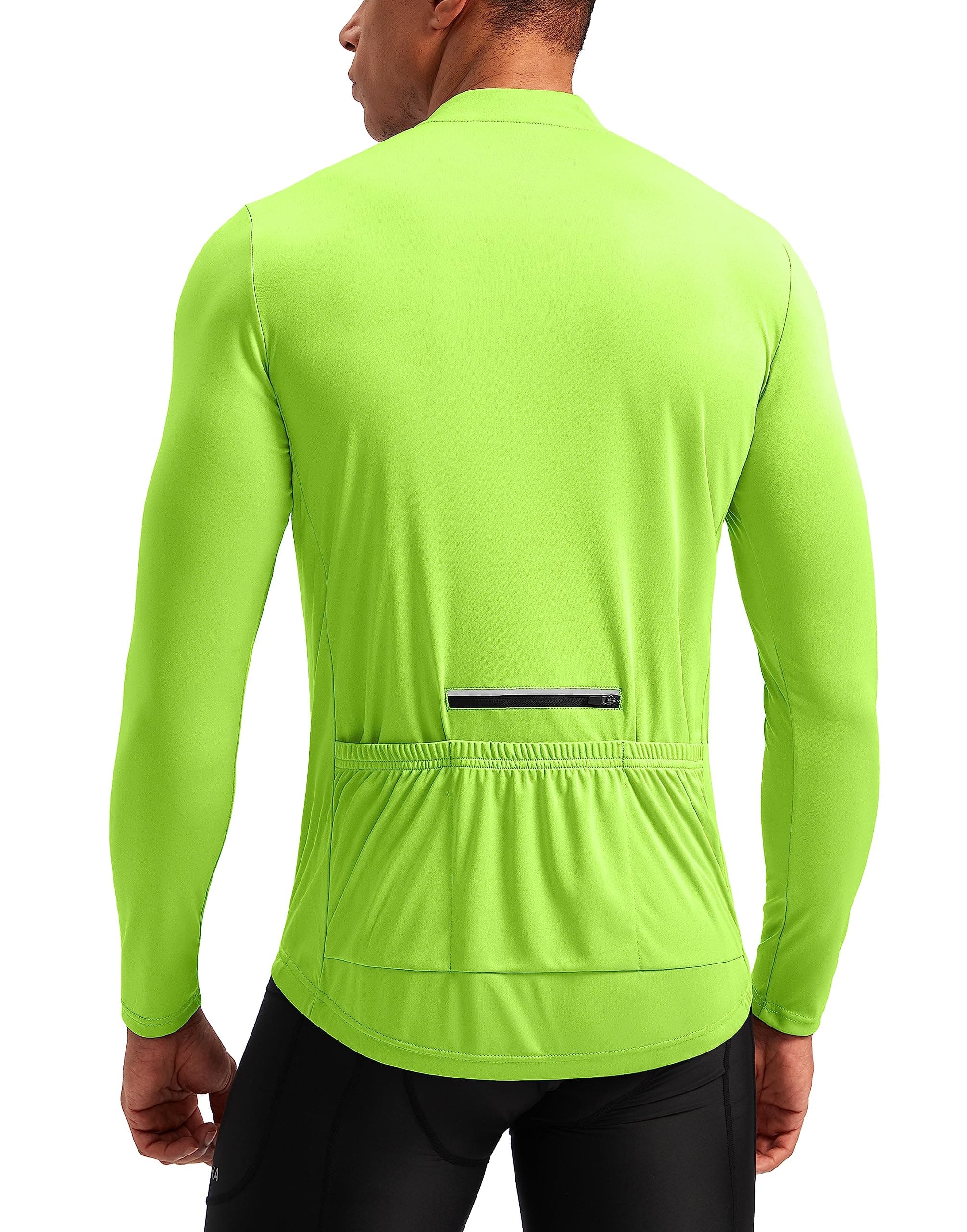 Men's Cycling Jersey with 3+1 Rear Zipper Pockets Long Sleeve Moisture Wicking UPF 50+ Half Zip Riding Bike Shirts