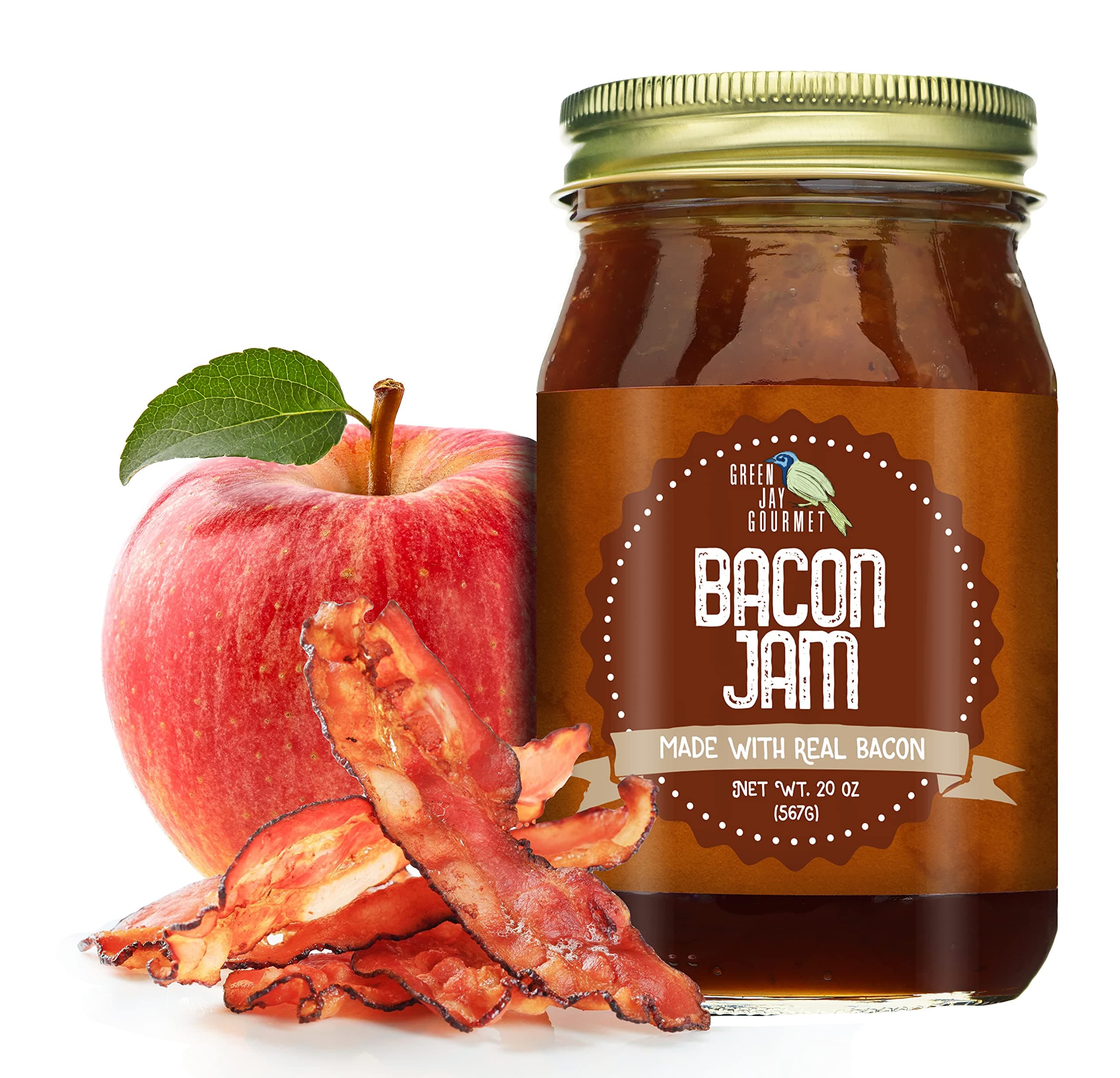 Bacon Jam - Classic Spread for Burgers, Sandwiches, Toast, Charcuterie - Sweet & Savory Flavoring for Meat Cuts, Poultry, Dressing - Zero Trans Fat, No MSG, Gluten-Free - 20 Ounces