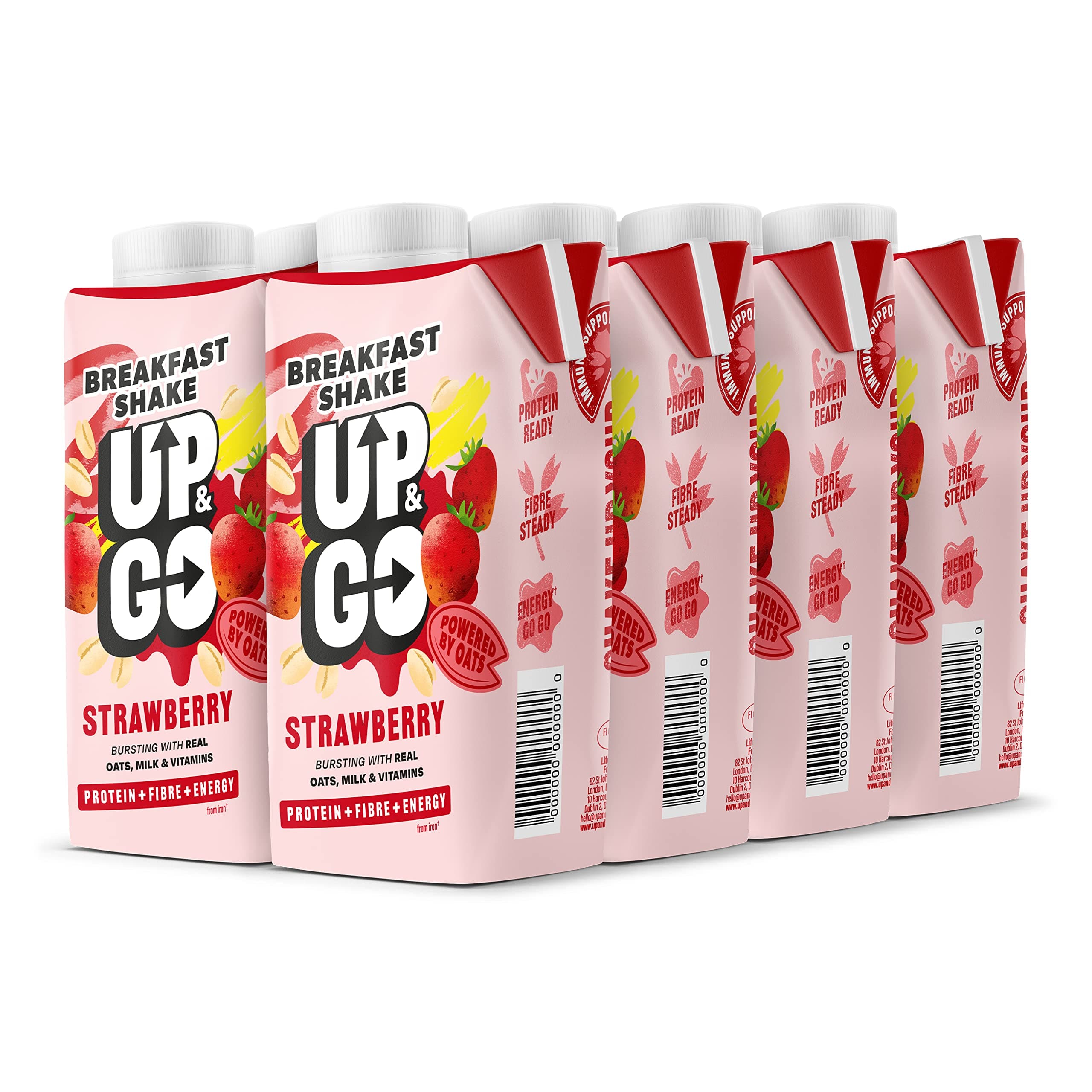 UP & GO Breakfast Drink - Strawberry & Banana, High Protein, Calcium & Fibre (330ml x 8 Bottles)