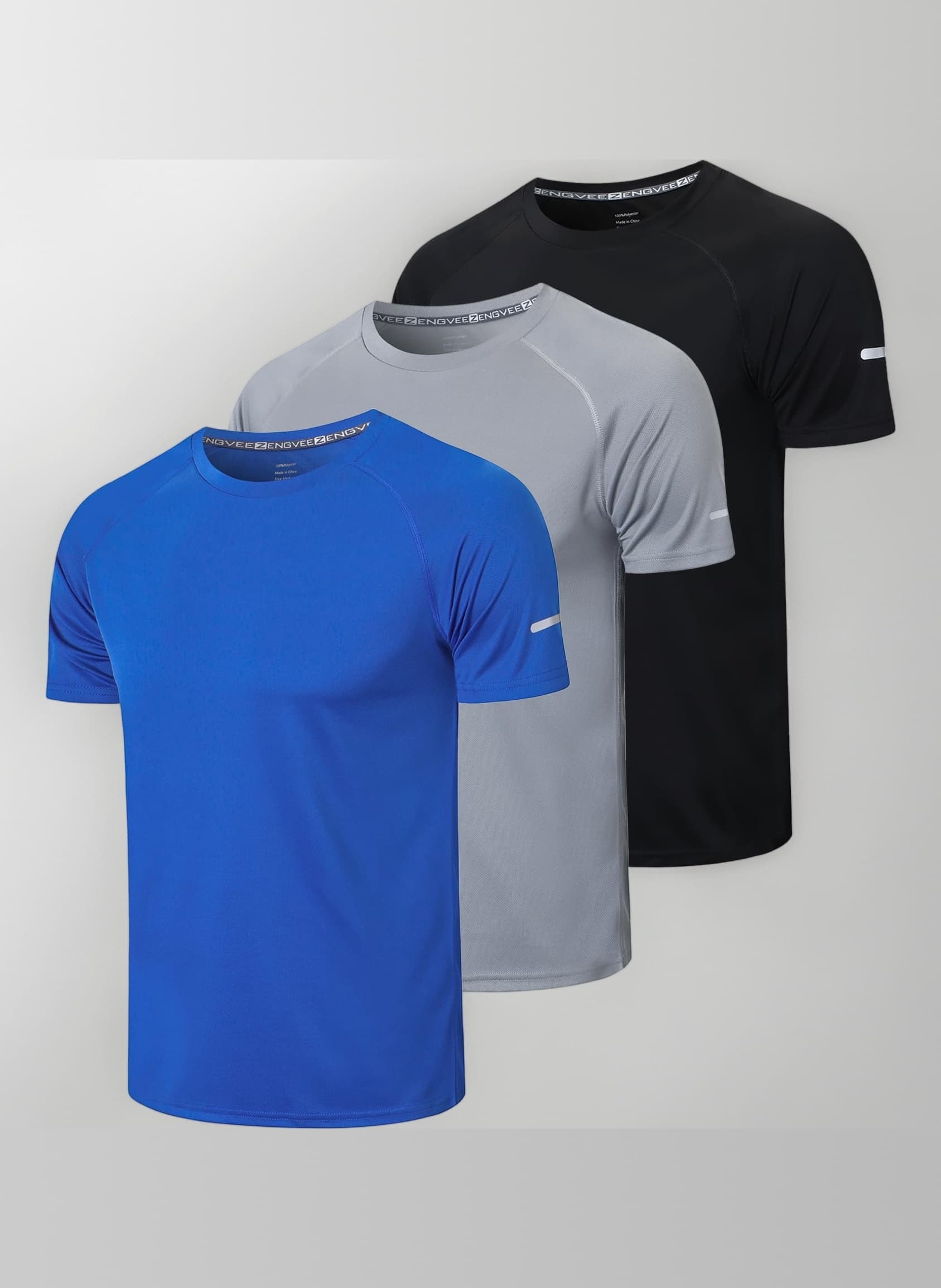 1/3 Pack Mens T-Shirts Quick Dry Short Sleeve Tops Adult Moisture Wicking Active Athletic Running Work Shirts
