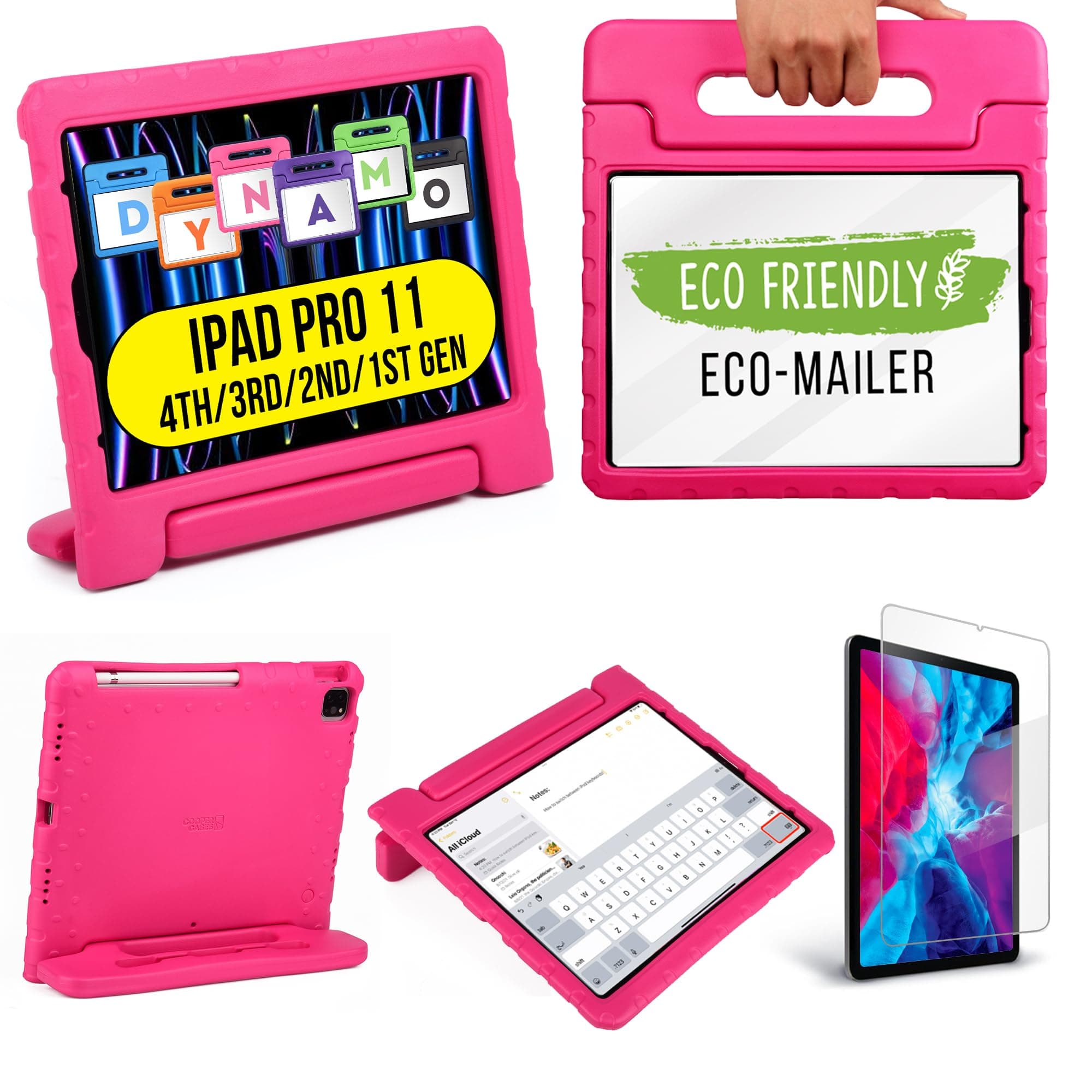 Official Cooper Dynamo for iPad Pro 11 inch Case for Kids 4th/3rd/2nd/1st Generation 2022/2021/2020/2018 | Rugged Foam, Magic Handle, Stand, with Pencil Holder, Eco-Mailer