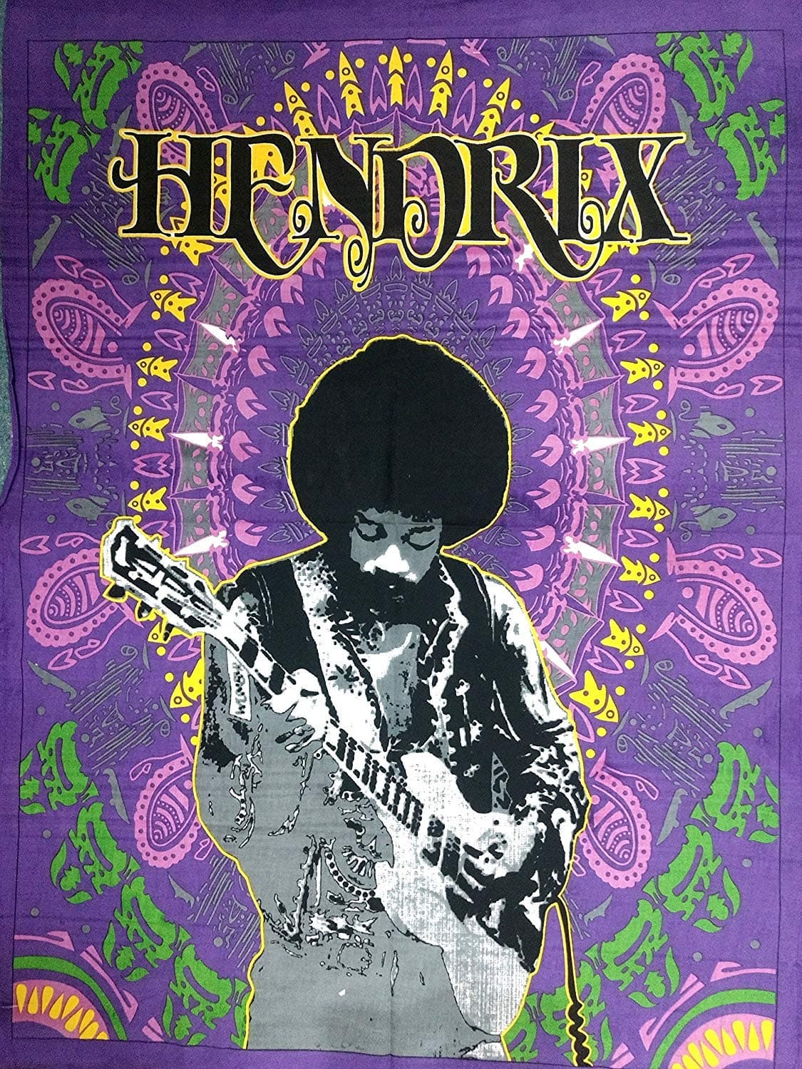 ICC Jimi Hendrix Guitar Poster Wall Hanging Trippy Tapestries 30 x 40 Inches Jimmie Hendrix Classic Rock legend Music Tapestry Jimmy Bohemian Decoration Psychedelic Hippie Large Decor Purple