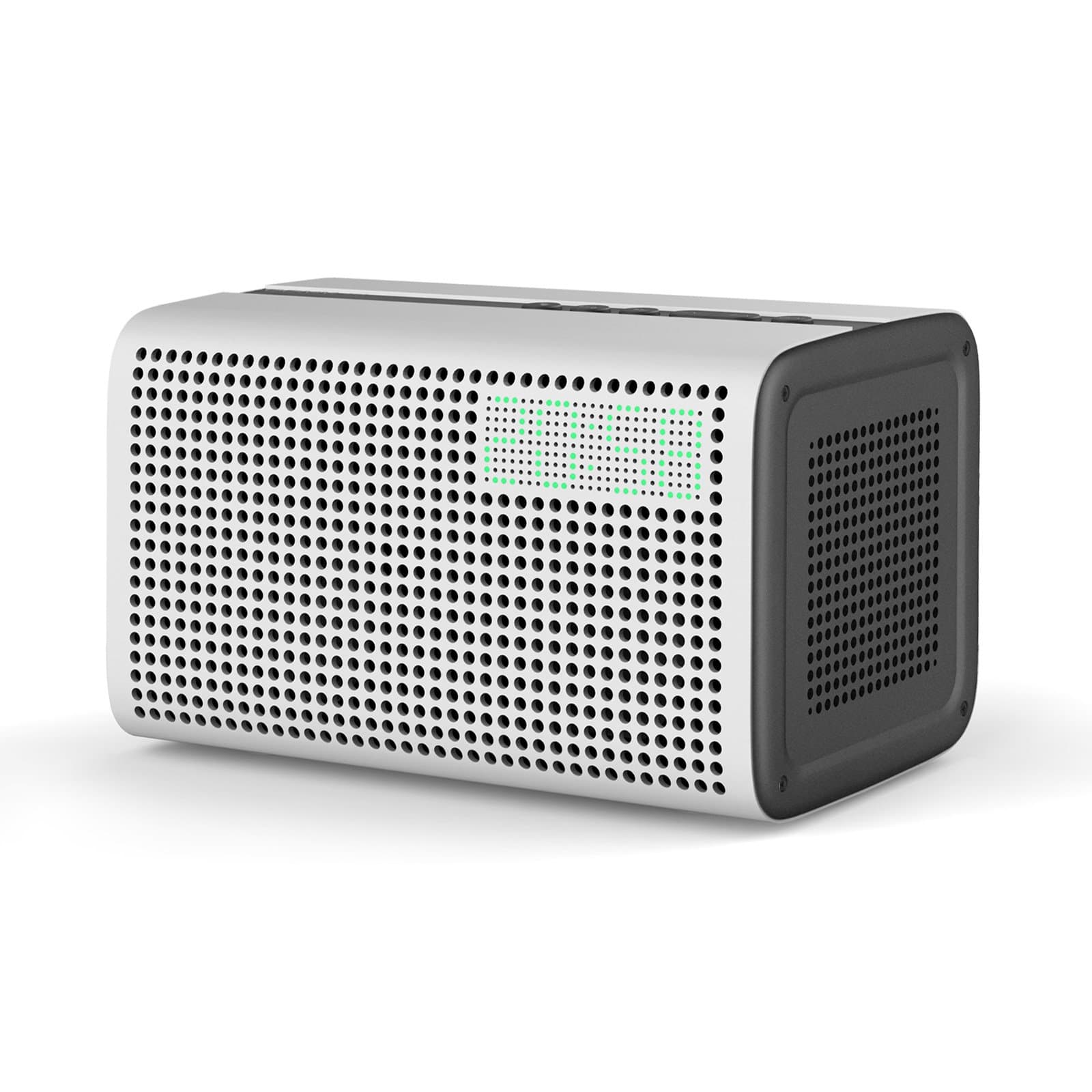 GGMM E3 Bluetooth WiFi Speaker Alexa Built-in Alexa Speaker, Multi Room Play Smart Speaker with LED Clock, Alarm Setting, USB Charging Port, Stereo Sound Airplay Speaker, White
