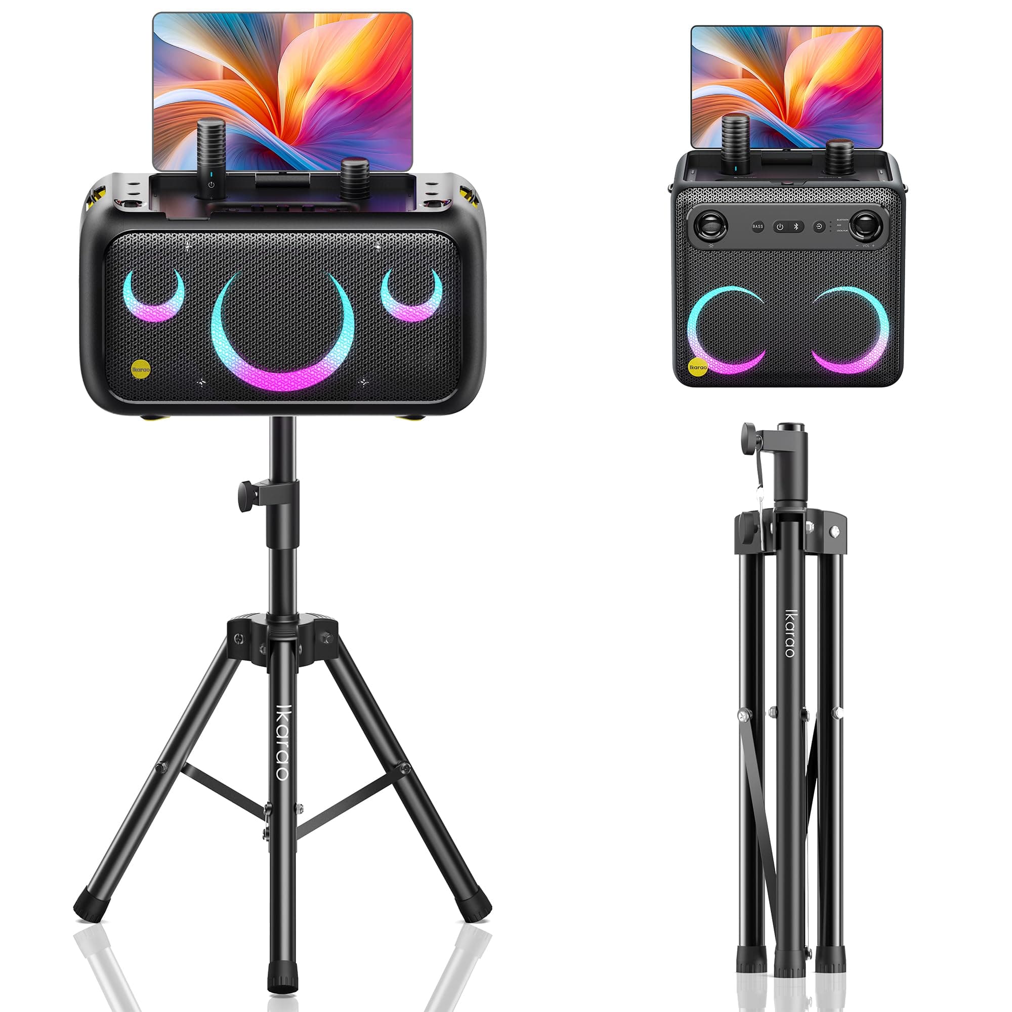 Speaker Stand Adjustable Height 36"-47", Heavy Duty Carbon Steel Karaoke Machine Stands with Dual Tension Knobs, Portable Tripod Speaker Mount for PA DJ System & Party, 35mm Insert, 66lbs Load
