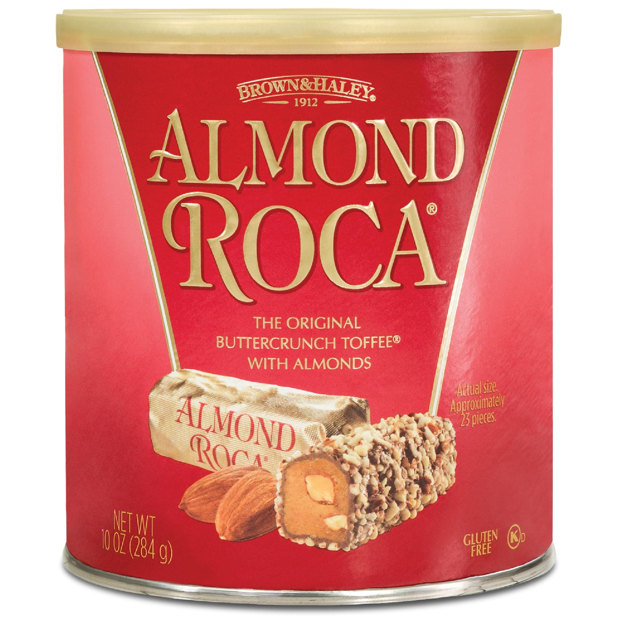 Almond Roca Pack of 1-10oz Individually Wrapped Chocolate Candy - Original Buttercrunch Toffee with Almonds - Gluten Free, Kosher, Chocolate