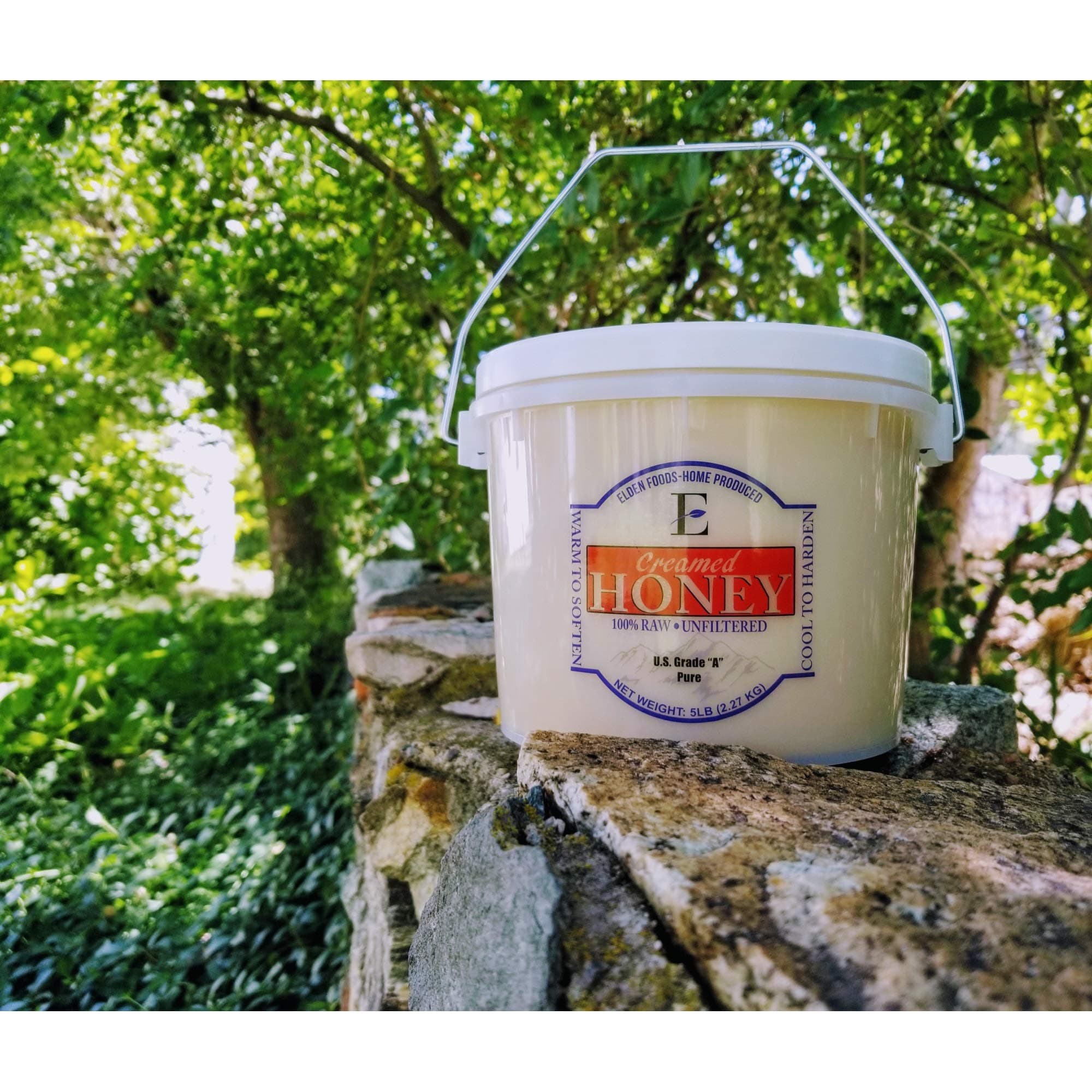 Elden Foods Raw Honey - Creamed and Unfiltered 100% Pure Honey, Large 80 oz (5 lbs), Organic Process, Real Honeybees and Honeycomb