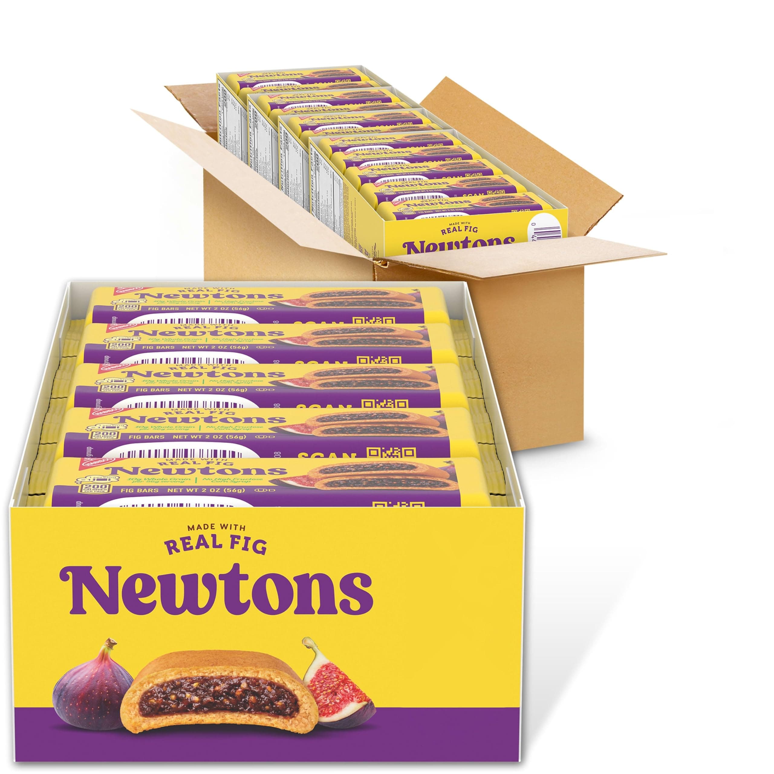 Newtons Soft & Fruit Chewy Fig Cookies, 40 Snack Packs (2 Cookies Per Pack, 4 Boxes)