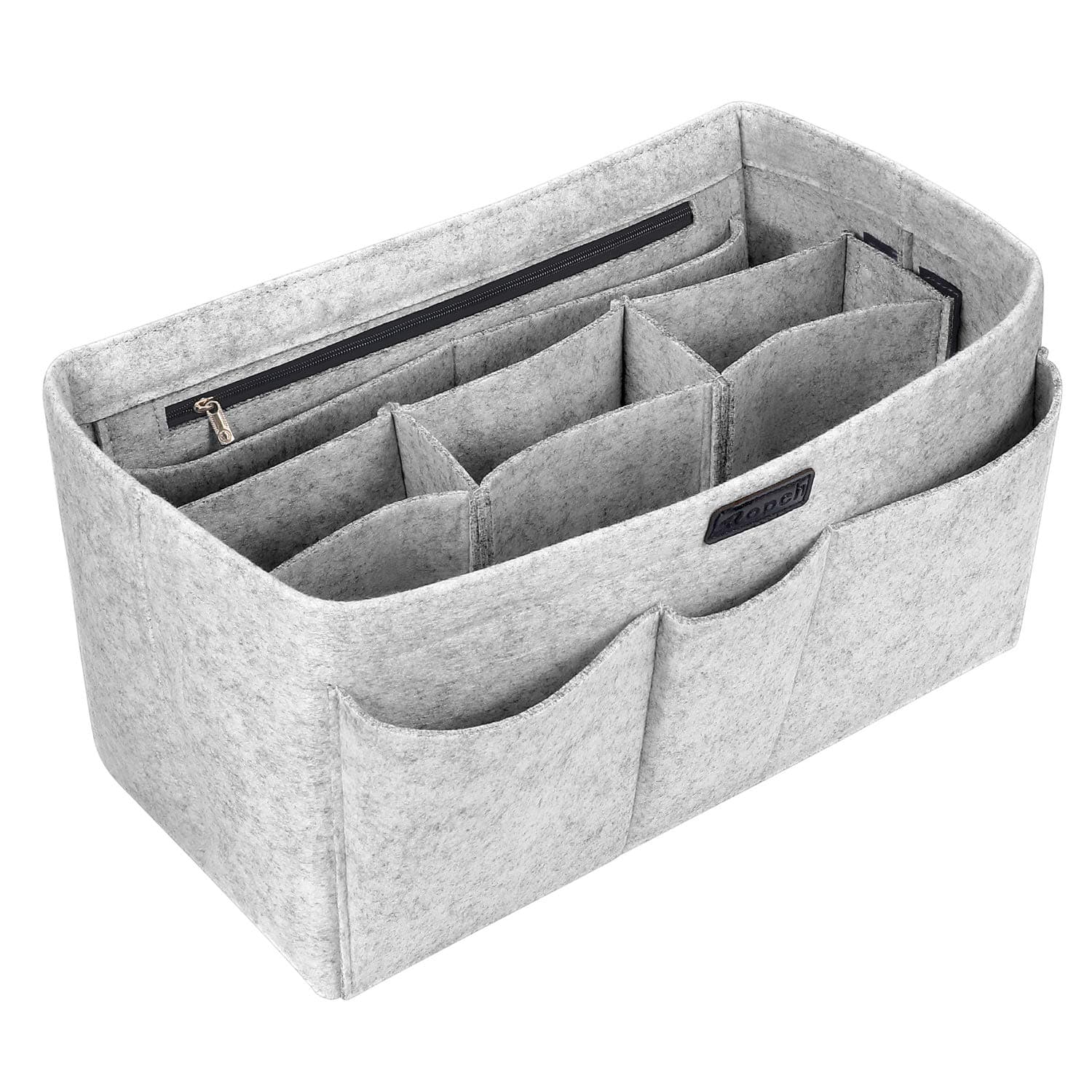 Ropch Felt Bag Organiser, Multi-Pocket Handbag Organiser Insert Handbag Purse Organiser Bag in Bag Handbag Liner Tote Organiser Bag Pouch, Light Gray/XL