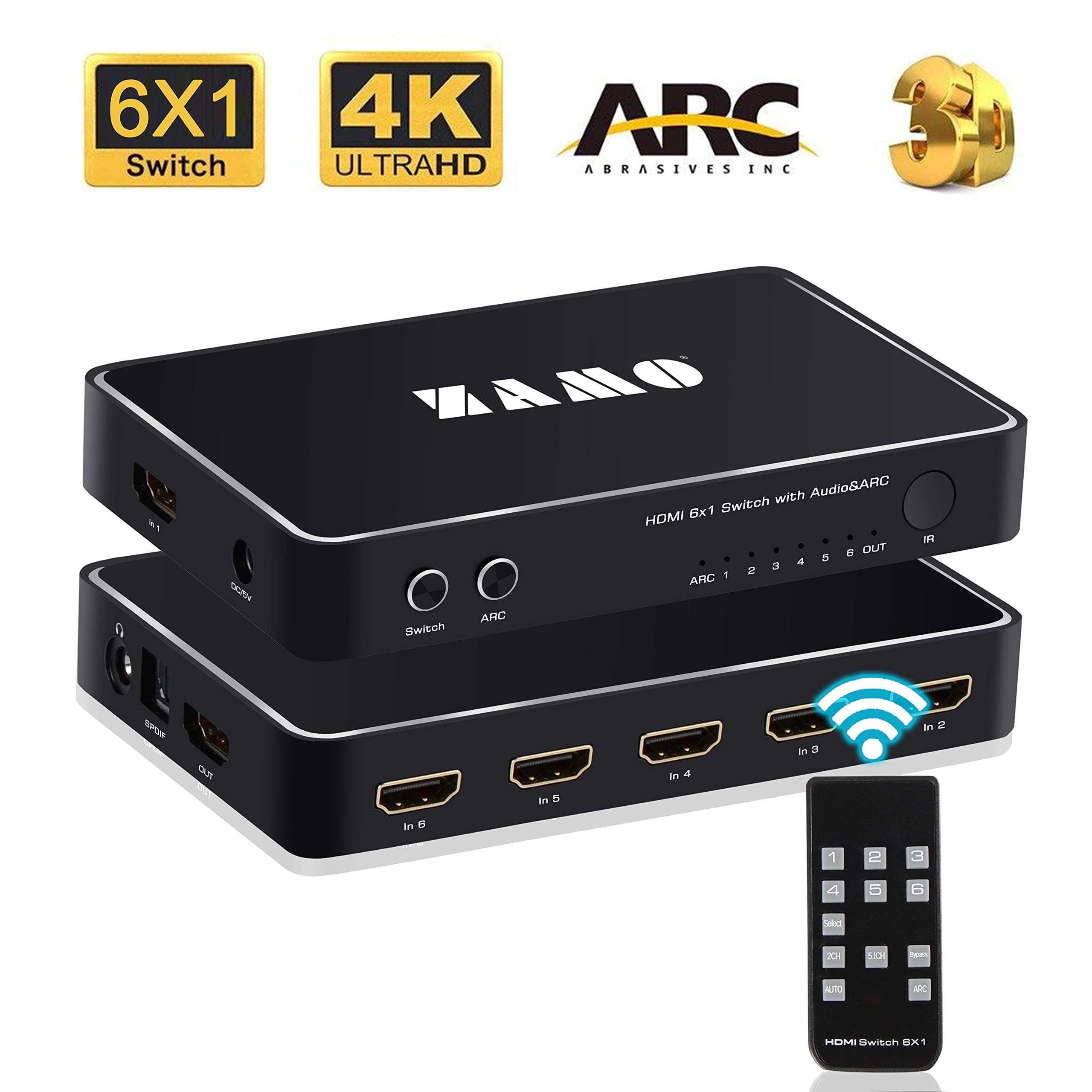 ZAMO 6 Port HDMI Switch, 6 in 1 Out HDMI Switch Support 1080P 3D (6x1 HDMI)