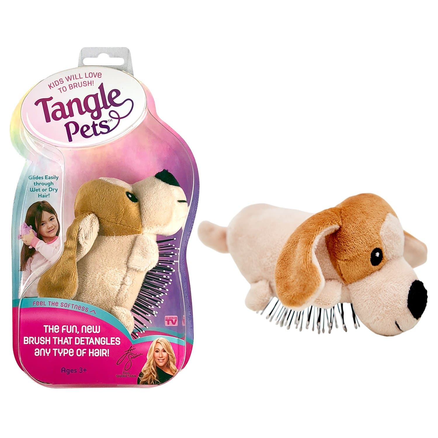 PEPPER THE PUPPY- The Detangling Brush in a Plush, Great for Any Hair Type, Removable Plush, As Seen on Shark Tank