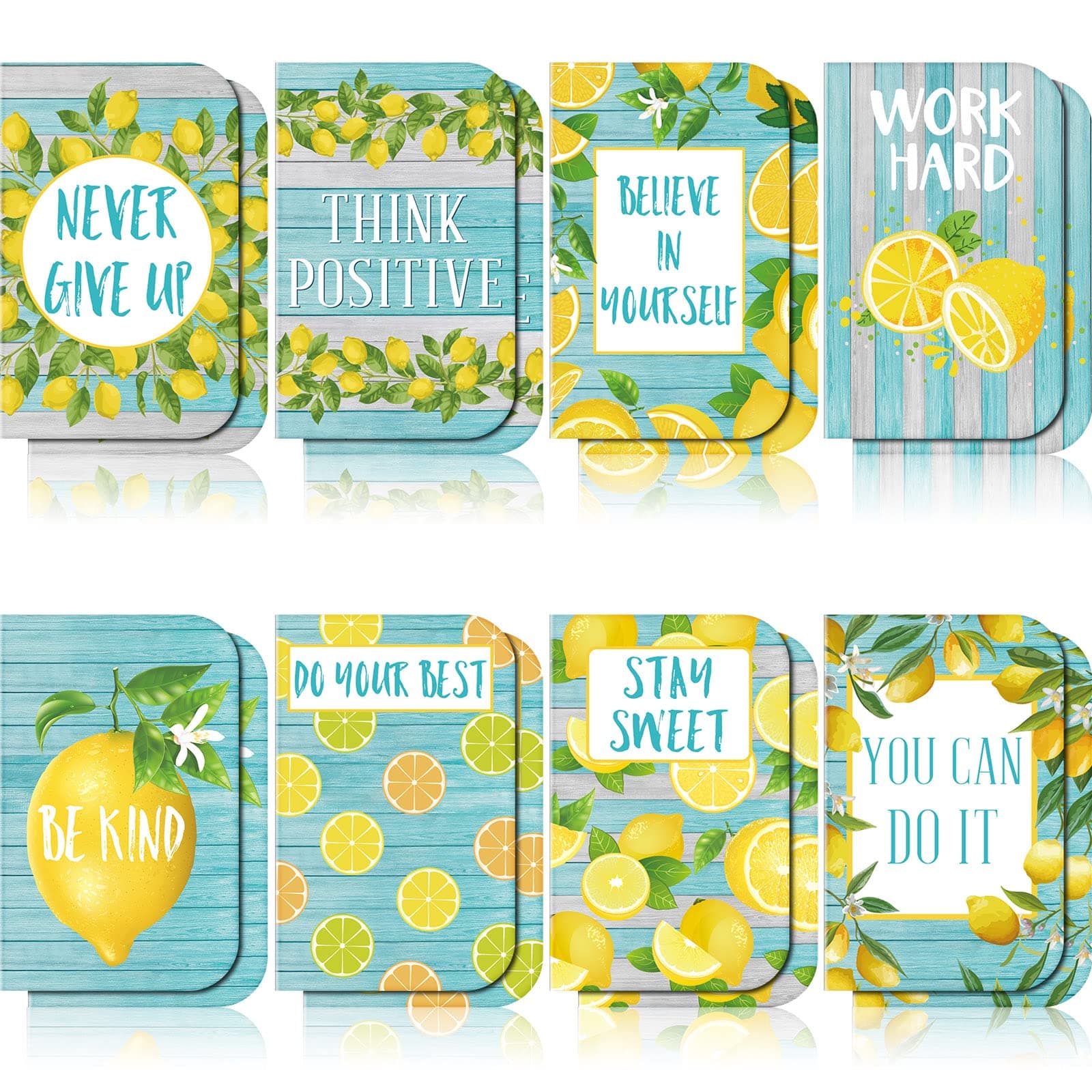 Fainne 16 Pieces Lemon Party Favors Gift Mini Lemon Notepads Inspirational Pocket Notepads Small Plan Notebook for School Decoration, 8 Styles(3.2 x 5 Inches) Unknown Binding