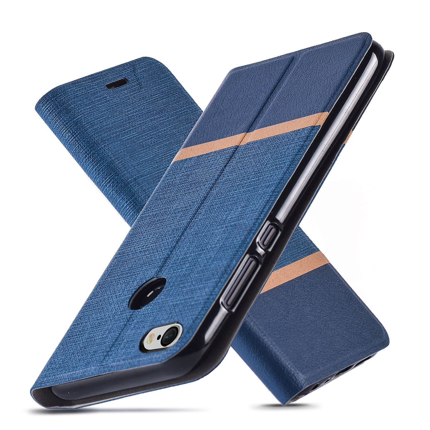 AModern Google Pixel 3 XL Case,Ultra Slim fit,Kickstand,Card Slot,TPU Bumper,Anti-Scratch,Flip Leather PU Wallet Case for Google Pixel 3 XL (Dark Blue)