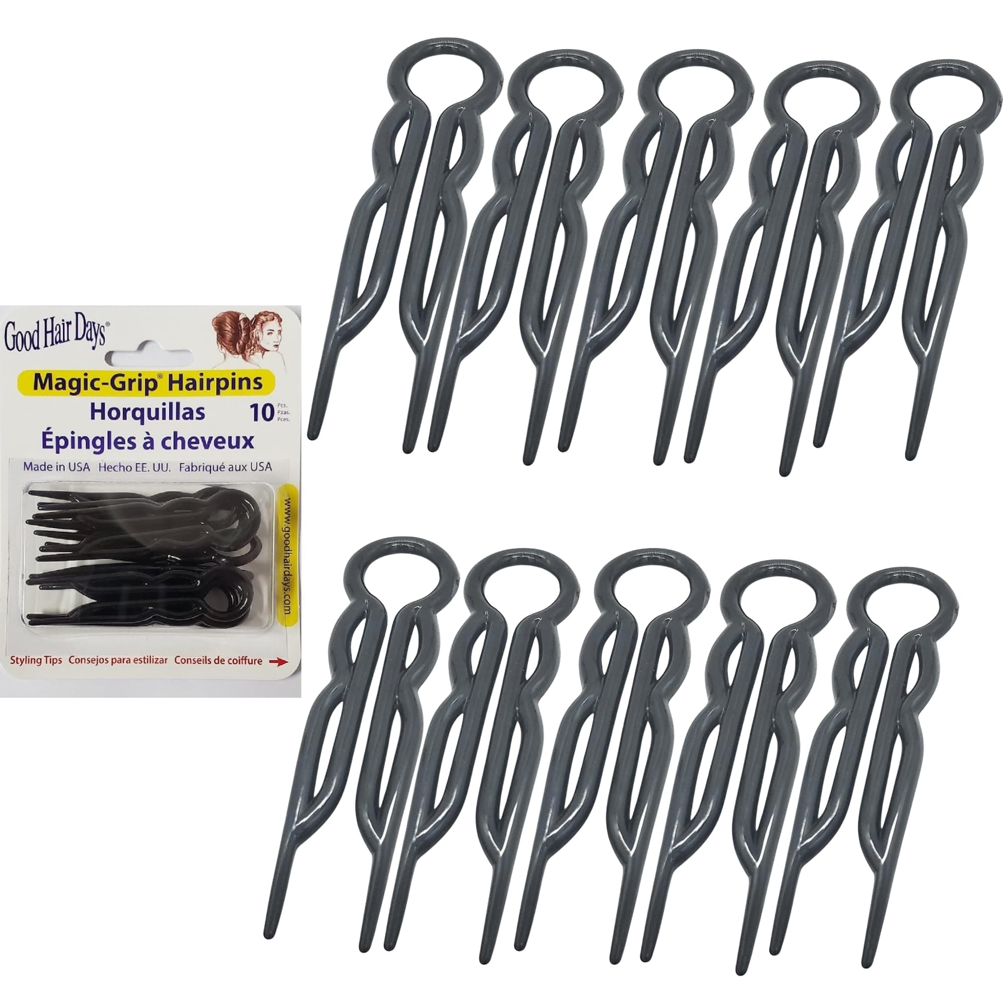 Hair Pins - Plastic, U-shaped Magic Grip Hairpins, Strong Durable Pins For Fine, Thick & Long Hair, Hair Styling Accessories (Black)