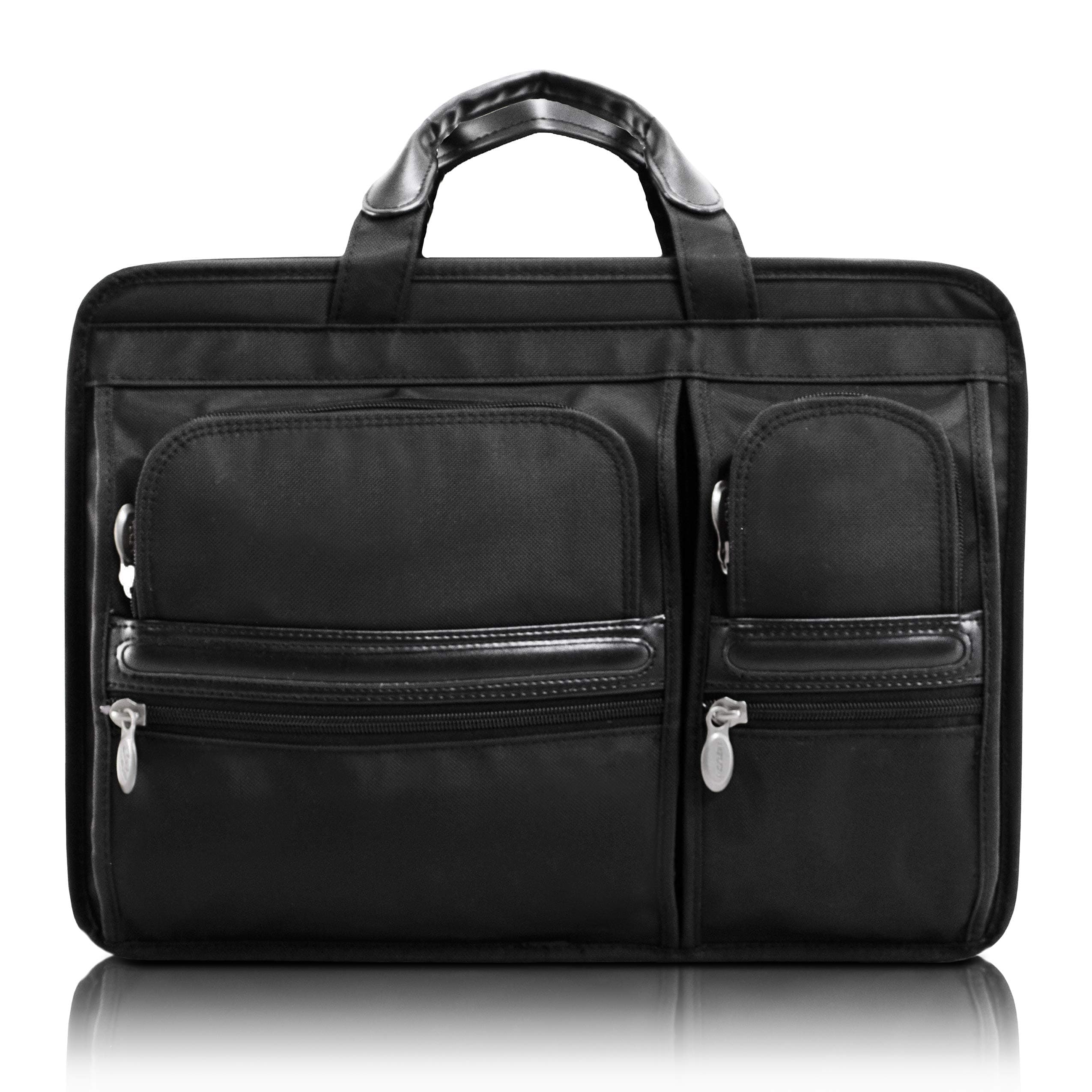 McKleinUSA P Series, Hubbard, Tech-Lite Ballistic Nylon, 15" Nylon Double Compartment Laptop Briefcase, Black (58435)