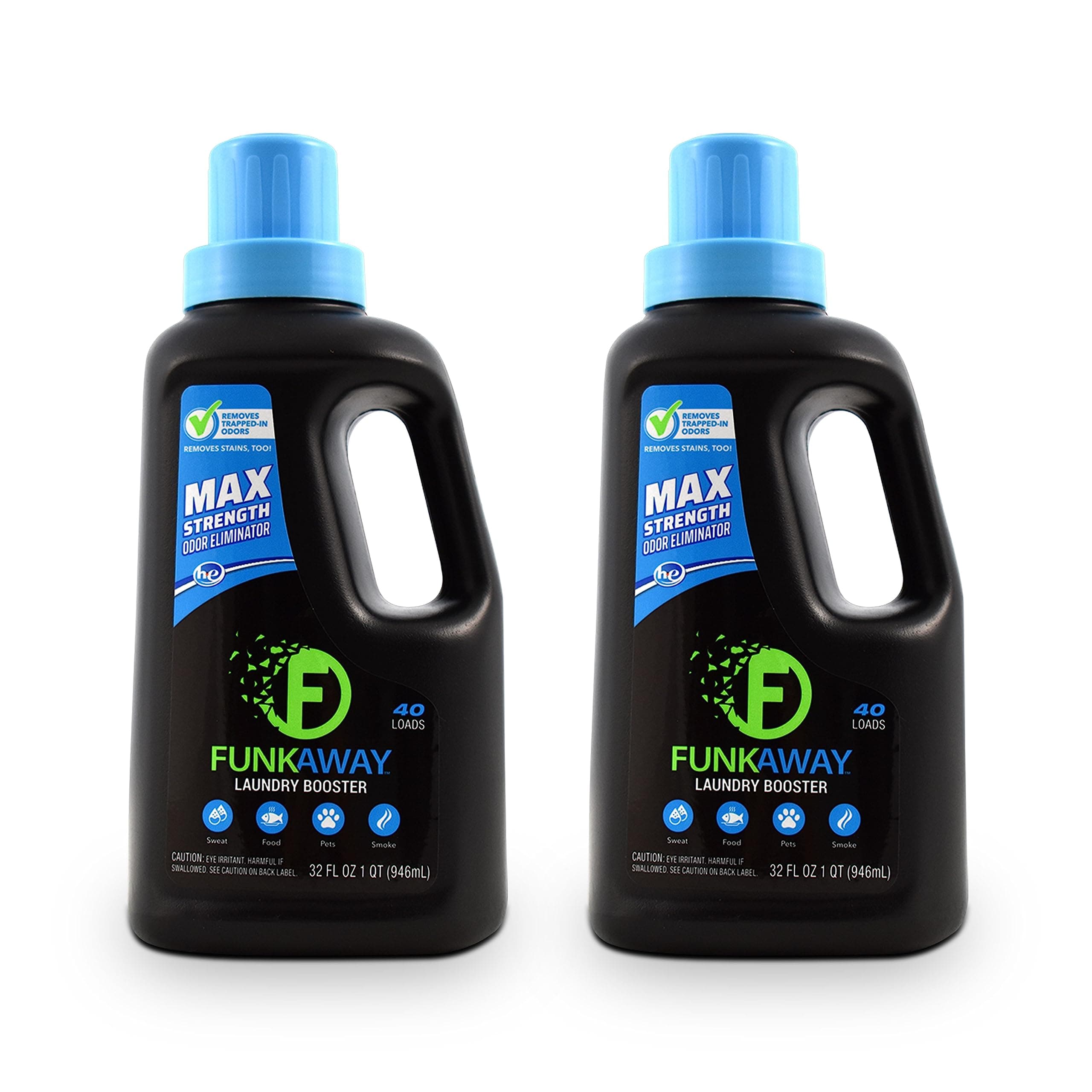 FunkAway Laundry Detergent Booster, 32 oz., 2 Pack, Eliminates Extreme Trapped-In Odors and Stains from Activewear, Sports Uniforms, Pet Bedding, Towels and Bed Linens