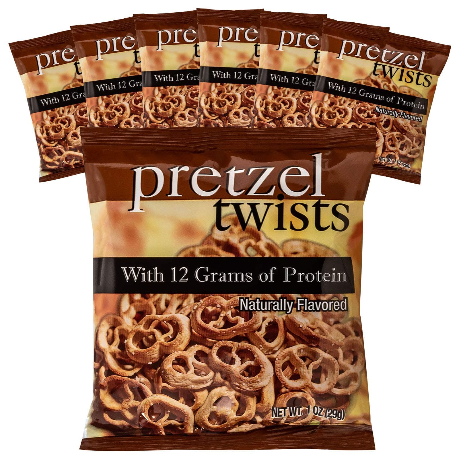 Protein Pretzel Twists by Nashua Nutrition – 12g Protein, 120 Calories, Low Carb Keto-Friendly Snack, High Fiber, Kosher – 7 Single‑Serve 29g Bags (Plain)