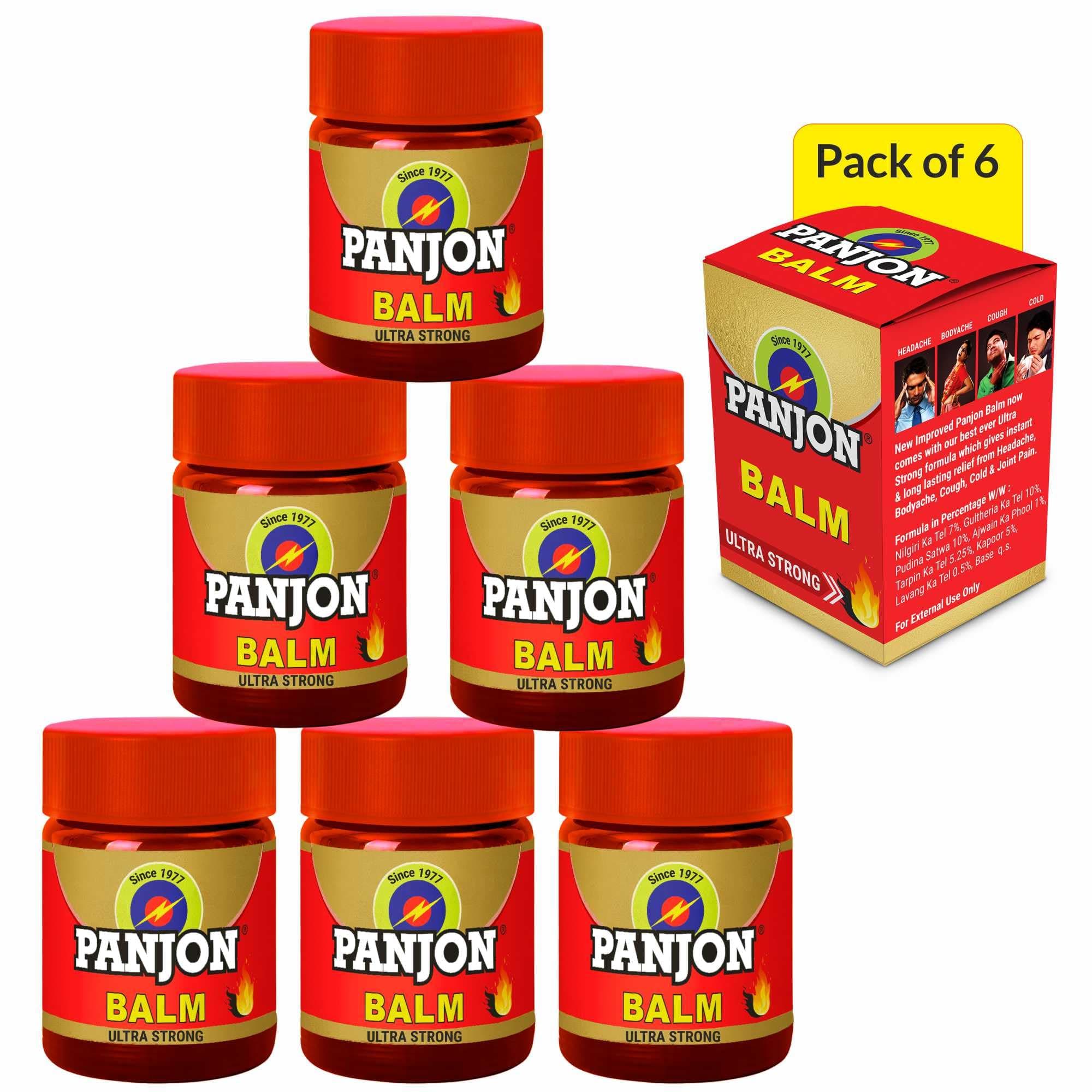 Panjon Balm (Extra Strong) Instant Relief from Headache, Body Pain, Sprain, Cold, 8 ml (Pack of 6)