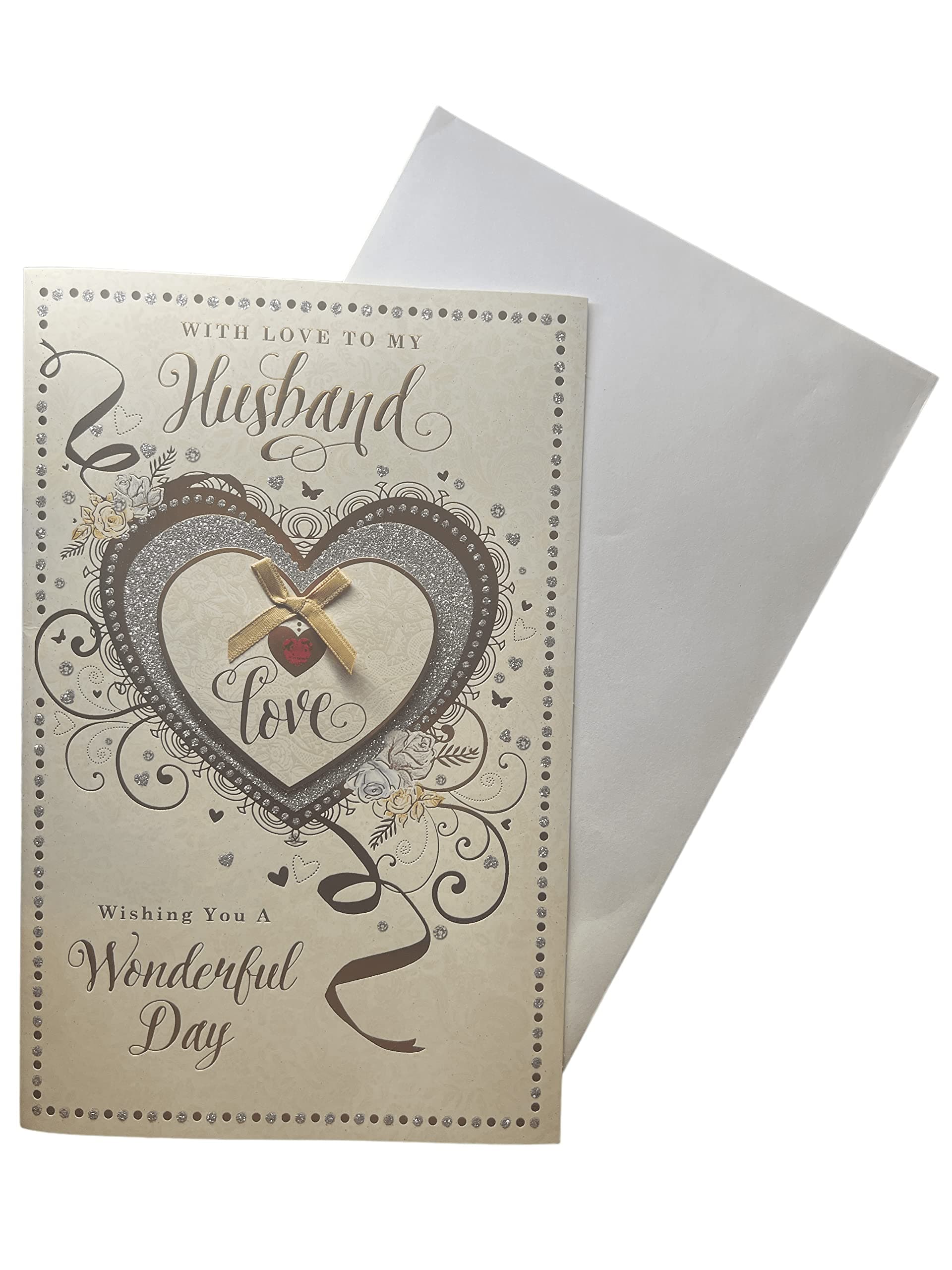 "Express Yourself" Birthday Card for Husband - 3D Effect on Cover and 8 Page Insert - Envelope Included - Heart Design