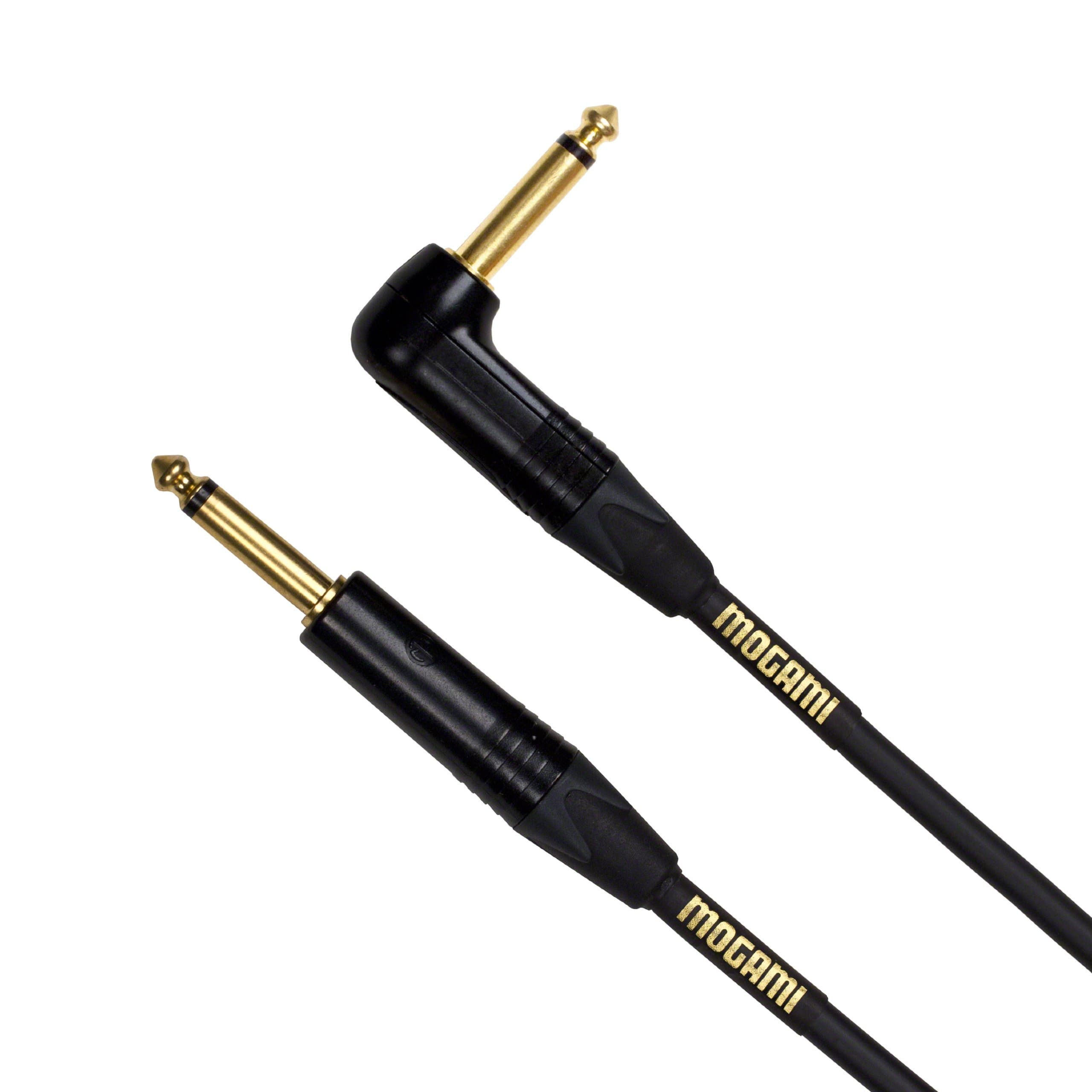 Gold Instrument 18R Guitar Instrument Cable, Straight 1/4" to R/A Male Plugs, Gold Contacts, 18 Foot, Guitar Cable with OFC Core, Anti-Noise Shielding, Pro Audio Quality